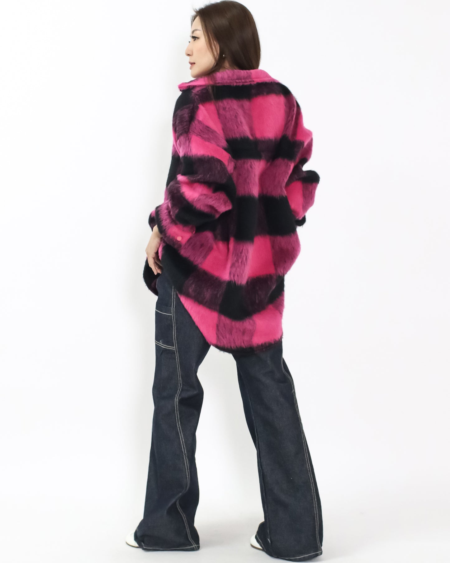 pink & black checkers wool blended shirt *pre-order*