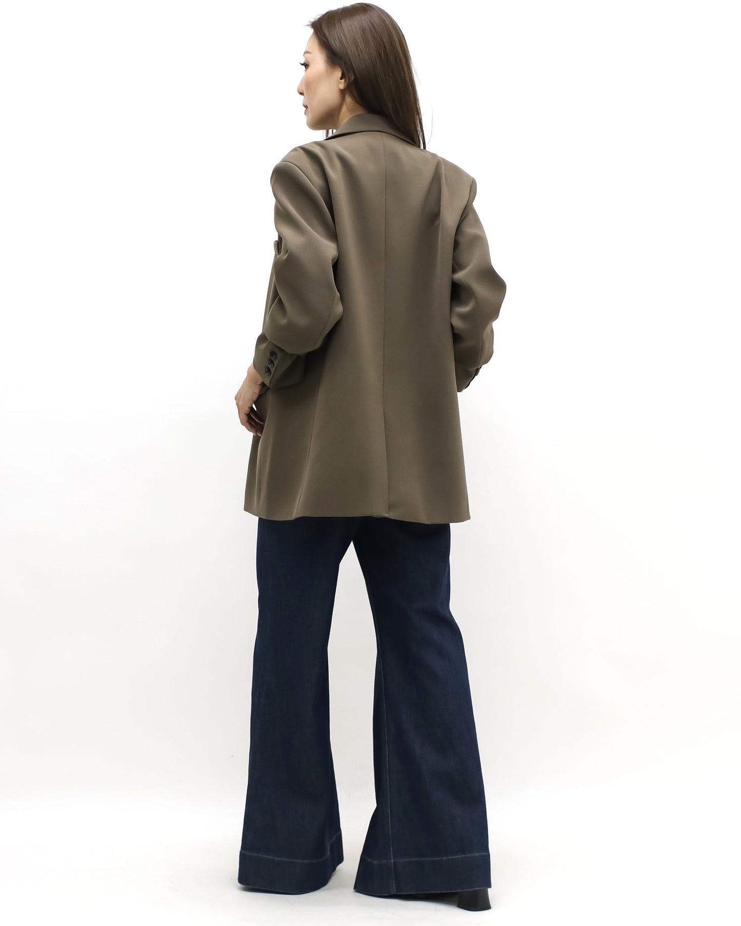 brown double button blazer