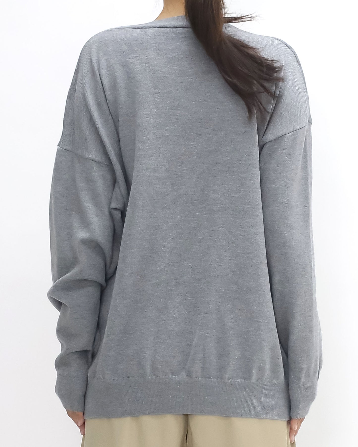 grey one shoulder knitted vest w/ cardigan set