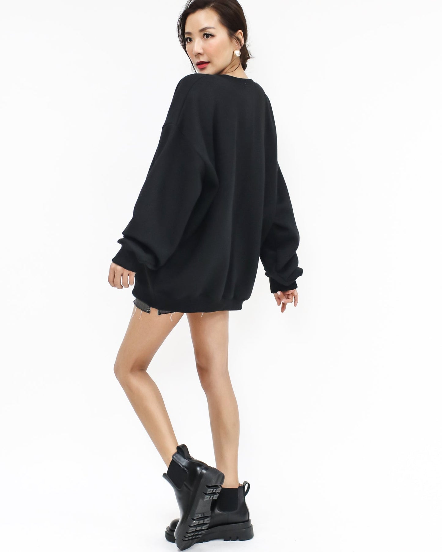 black stitched front sweatshirt