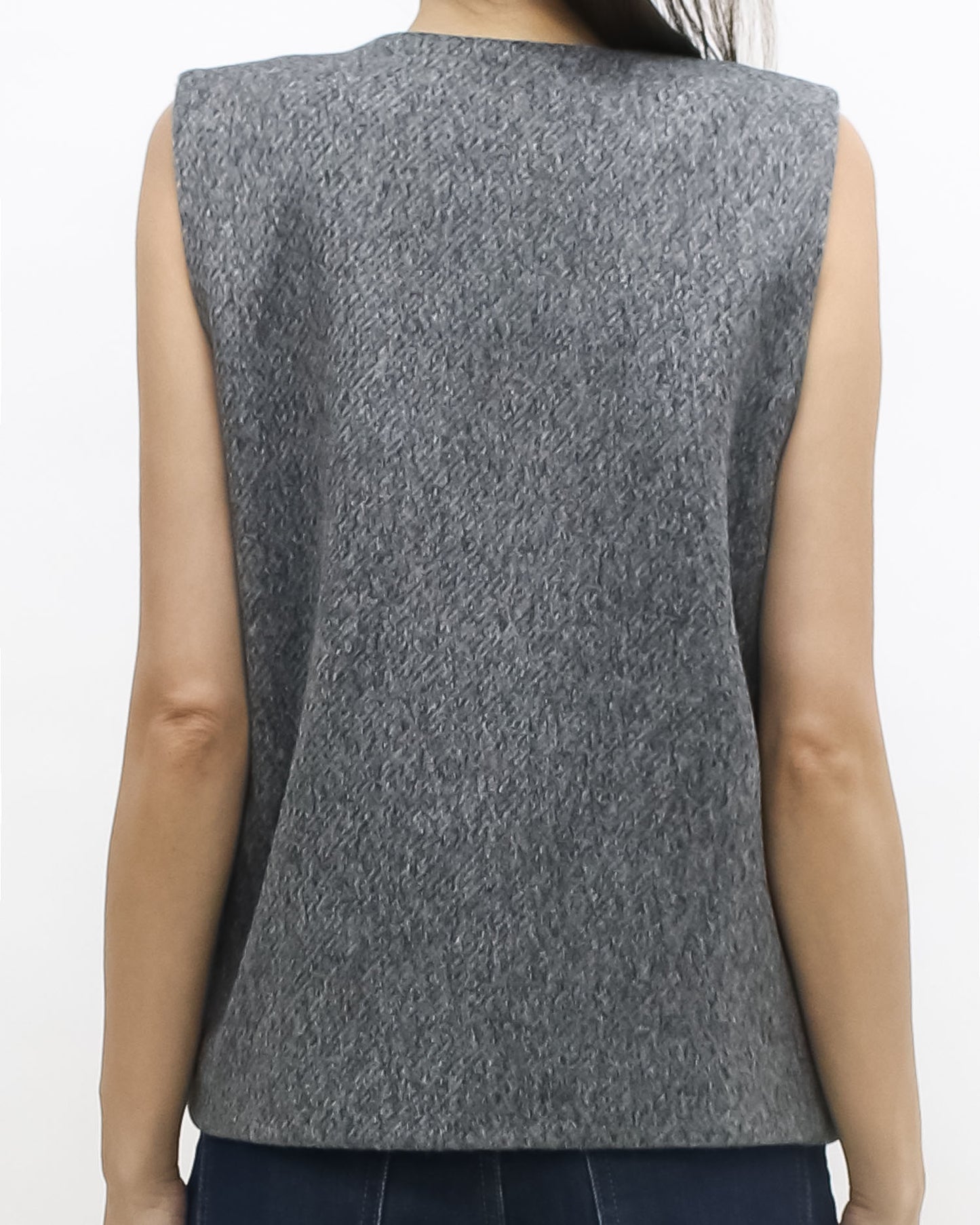 grey wool blended asymmetric vest jacket