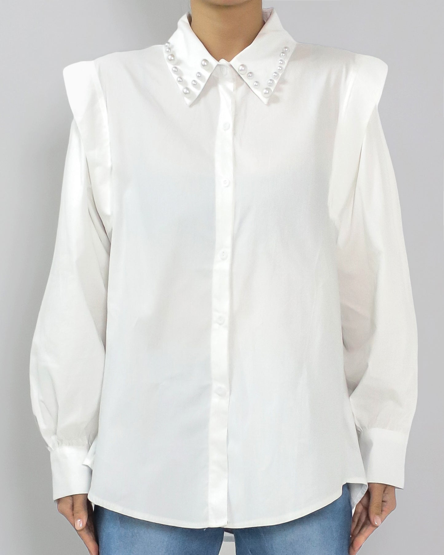 ivory pearls collar shirt