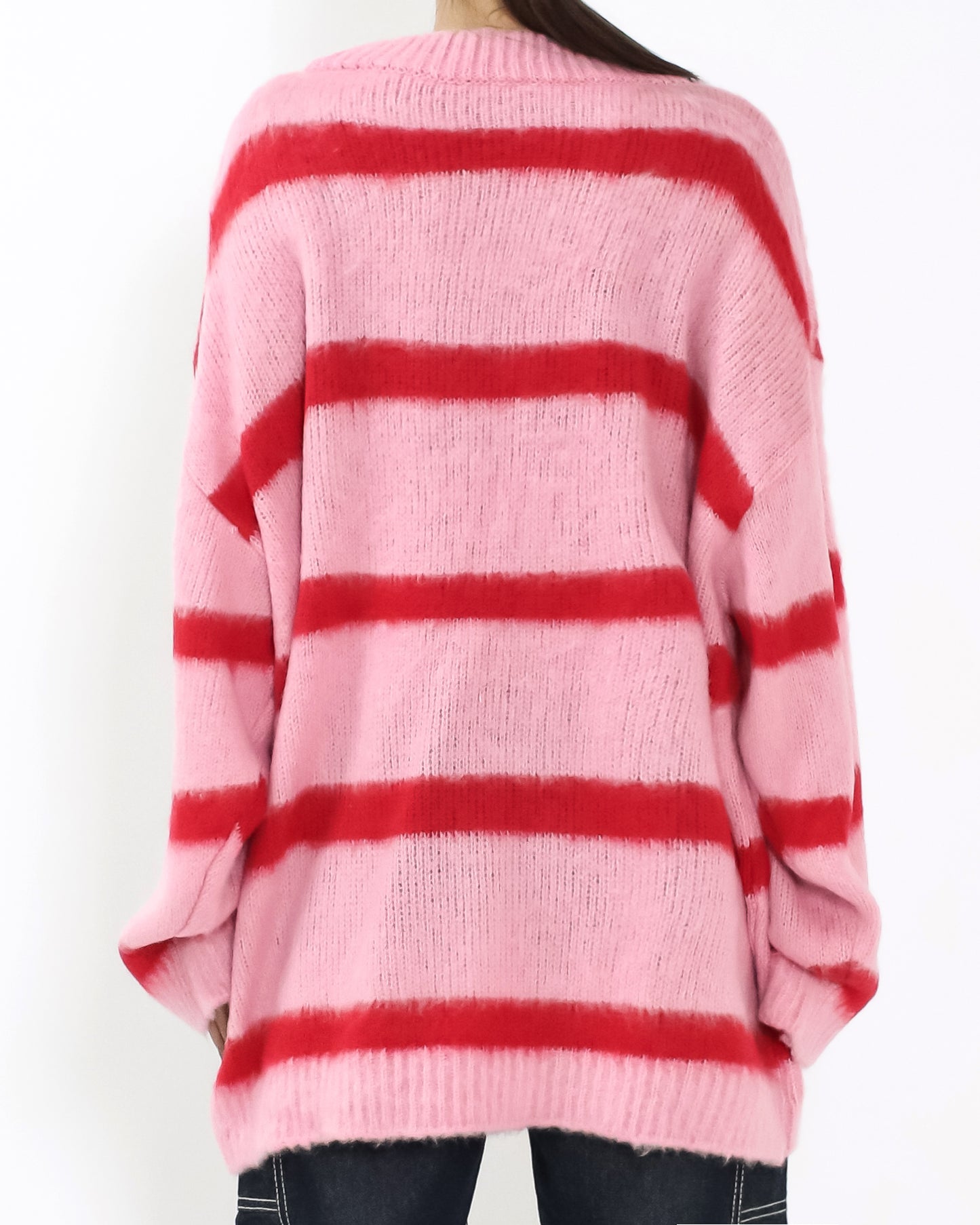 pink & red stripes knitted top *pre-order*