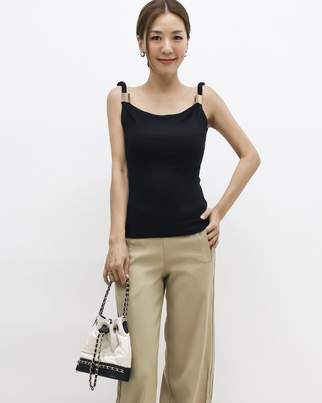 black twisted strap w/ gold buckle vest