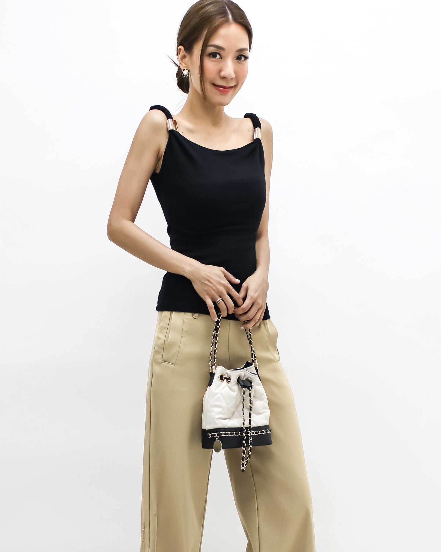 black twisted strap w/ gold buckle vest