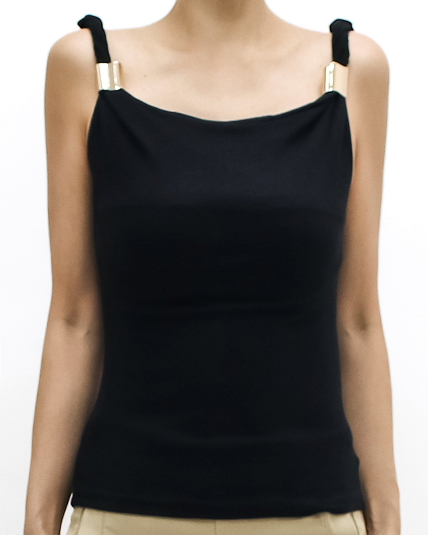 black twisted strap w/ gold buckle vest