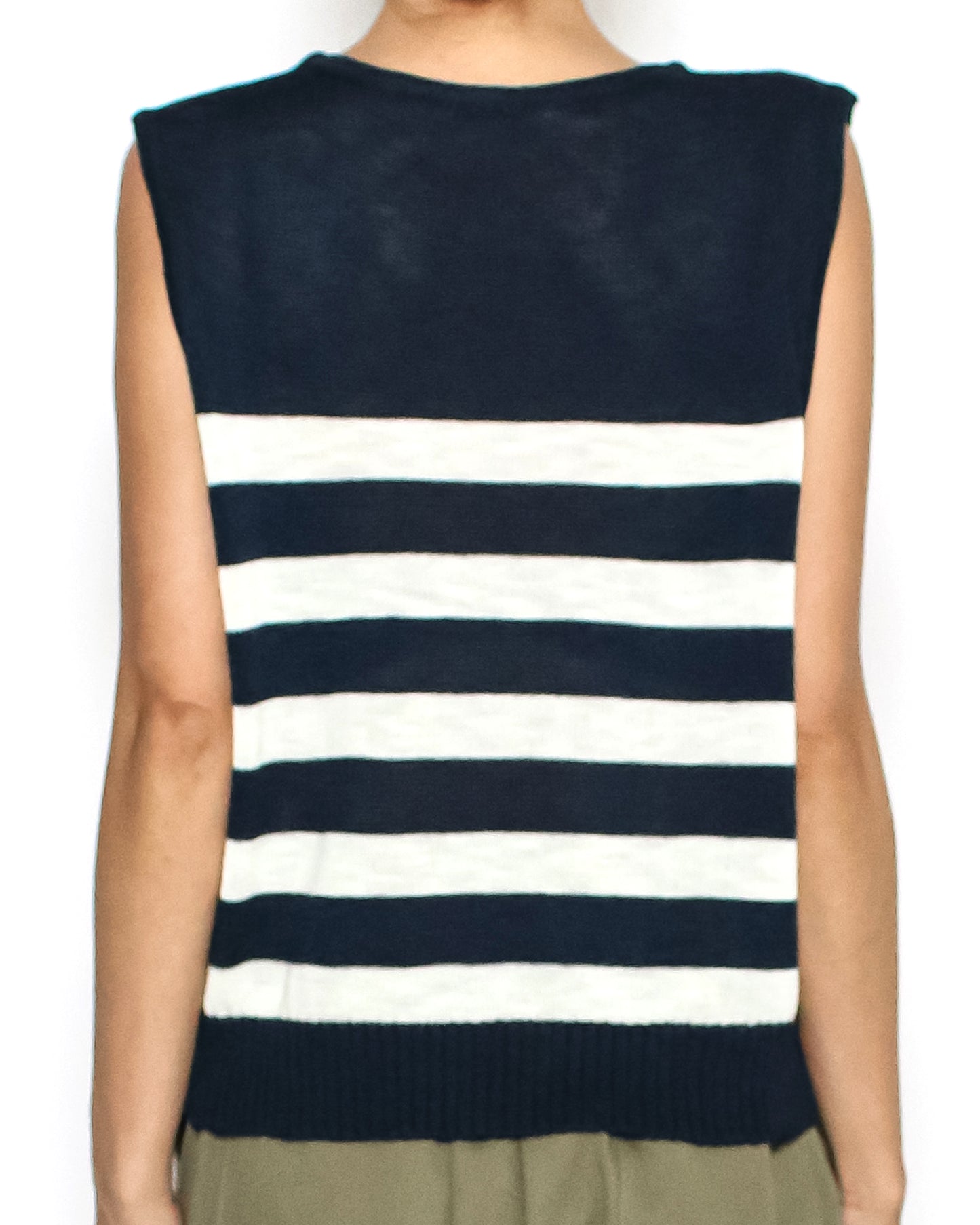 navy & ivory stripes fine knitted vest *pre-order*