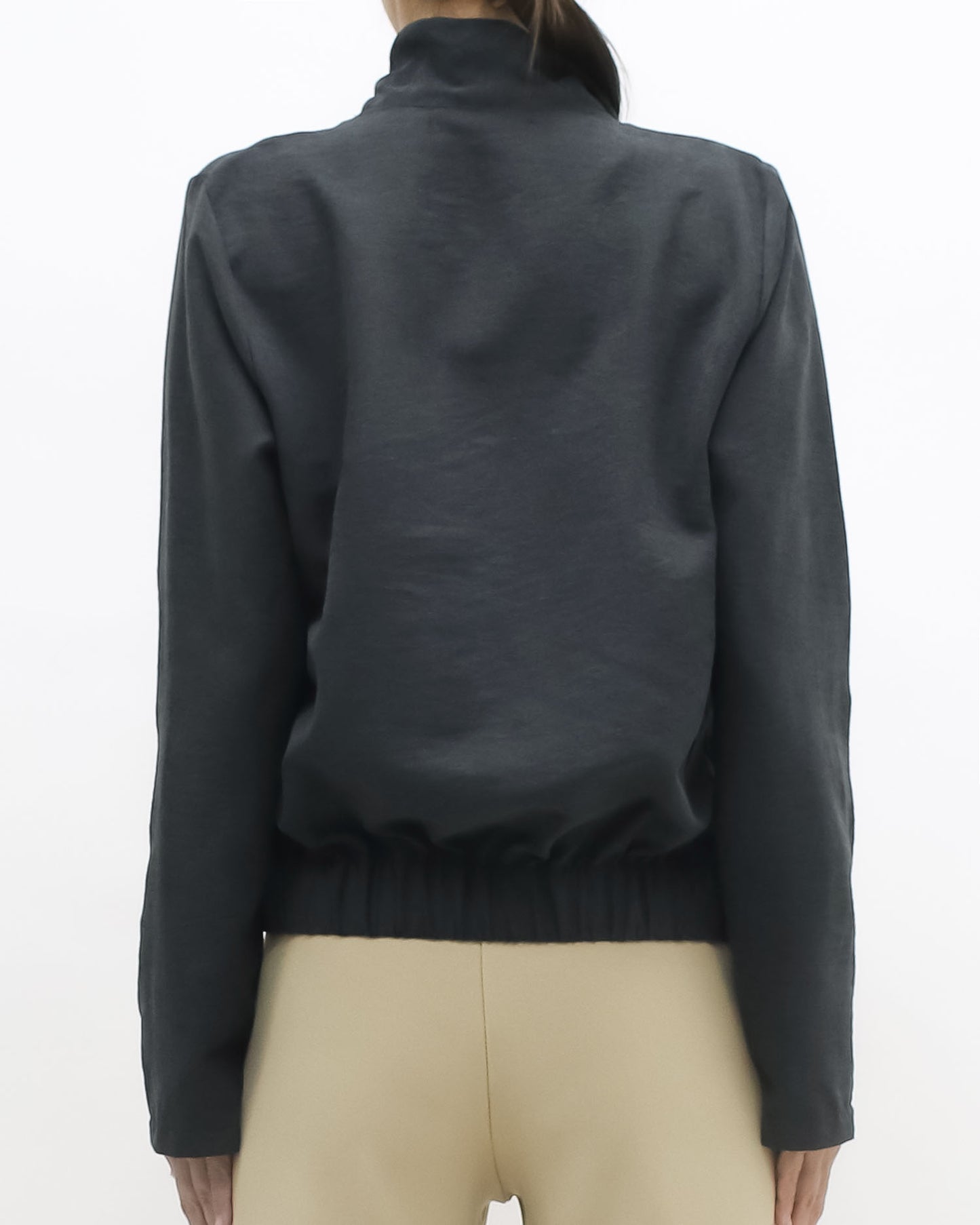 charcoal grey V neck top