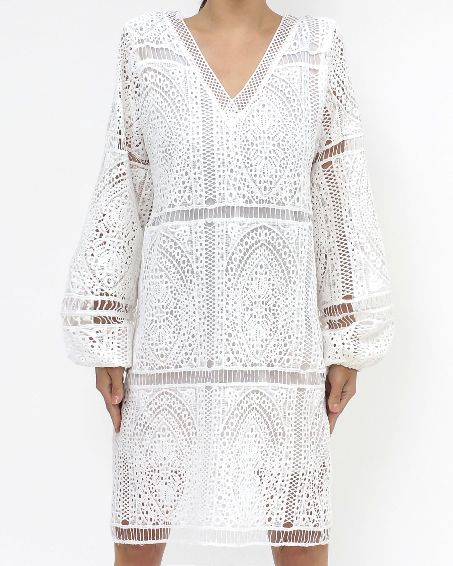 ivory crochet tie-up back cover up dress *pre-order*