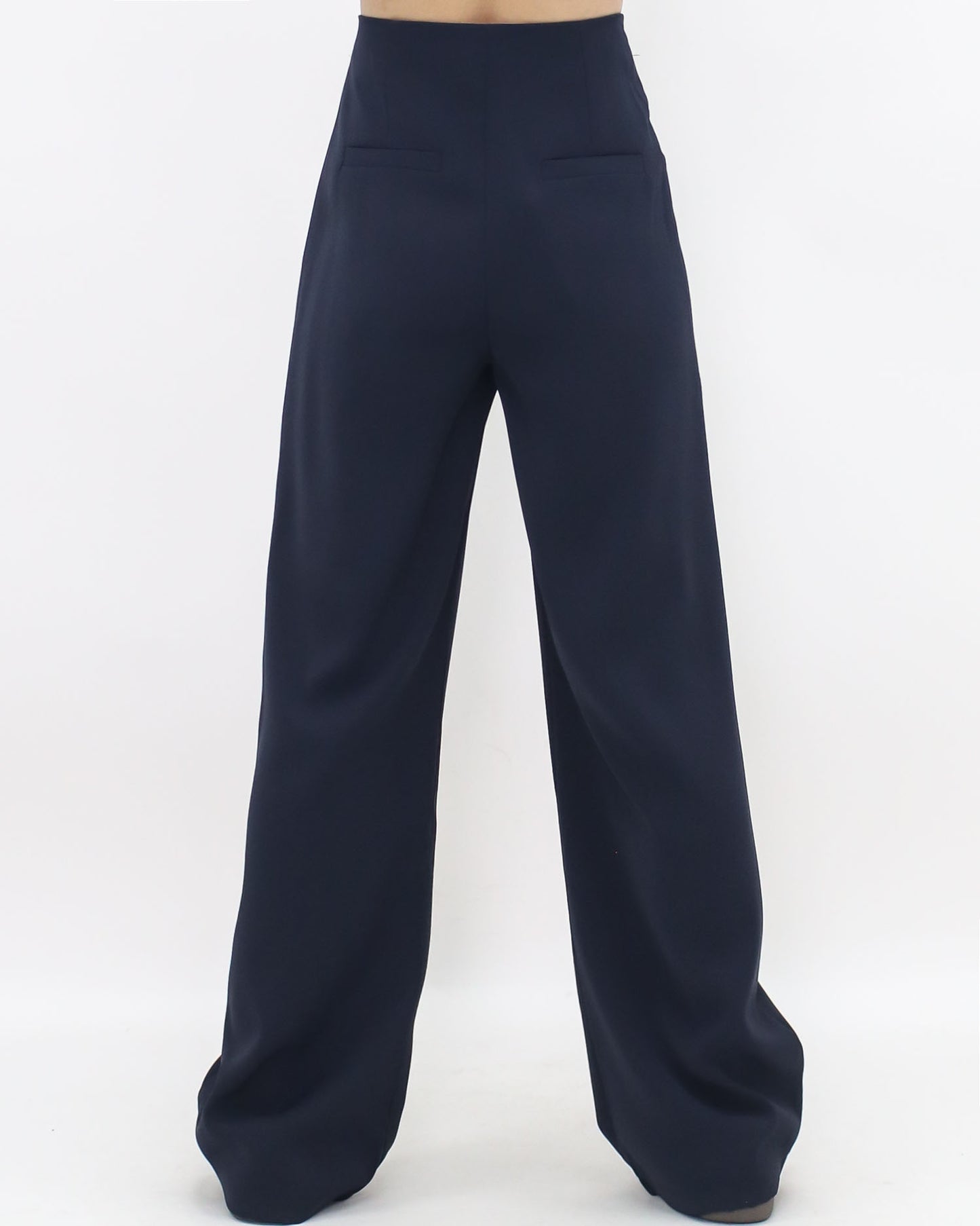 navy soft fabric high waist straight leg pants *pre-order*