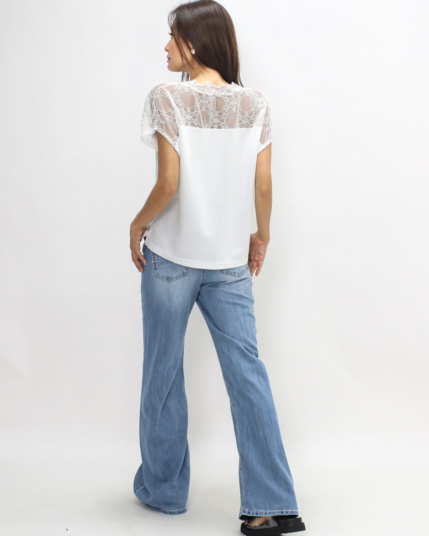 ivory lace contrast slinky tee