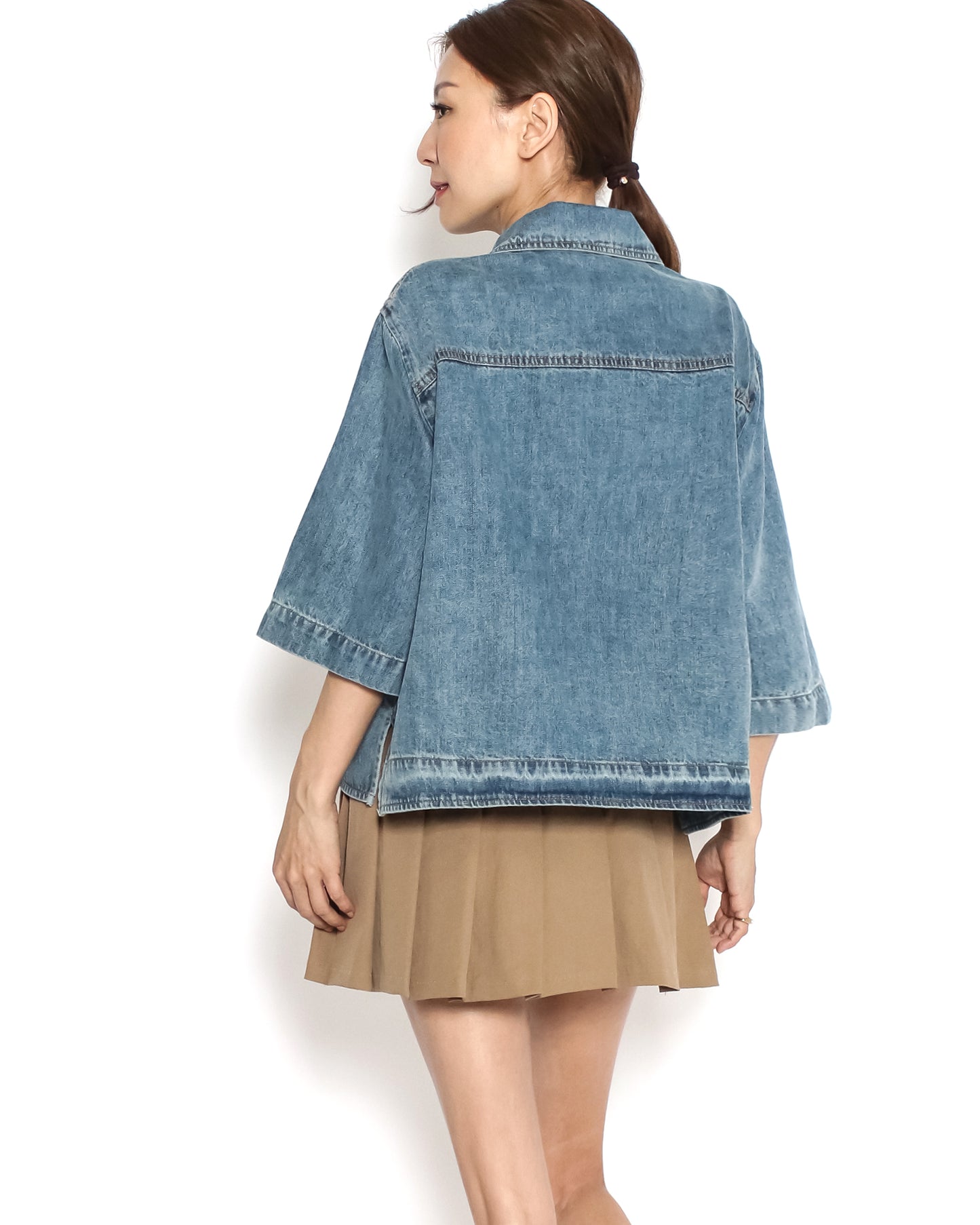 blue washed denim shirt