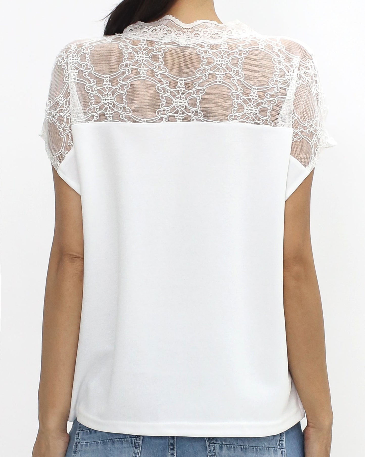 ivory lace contrast slinky tee