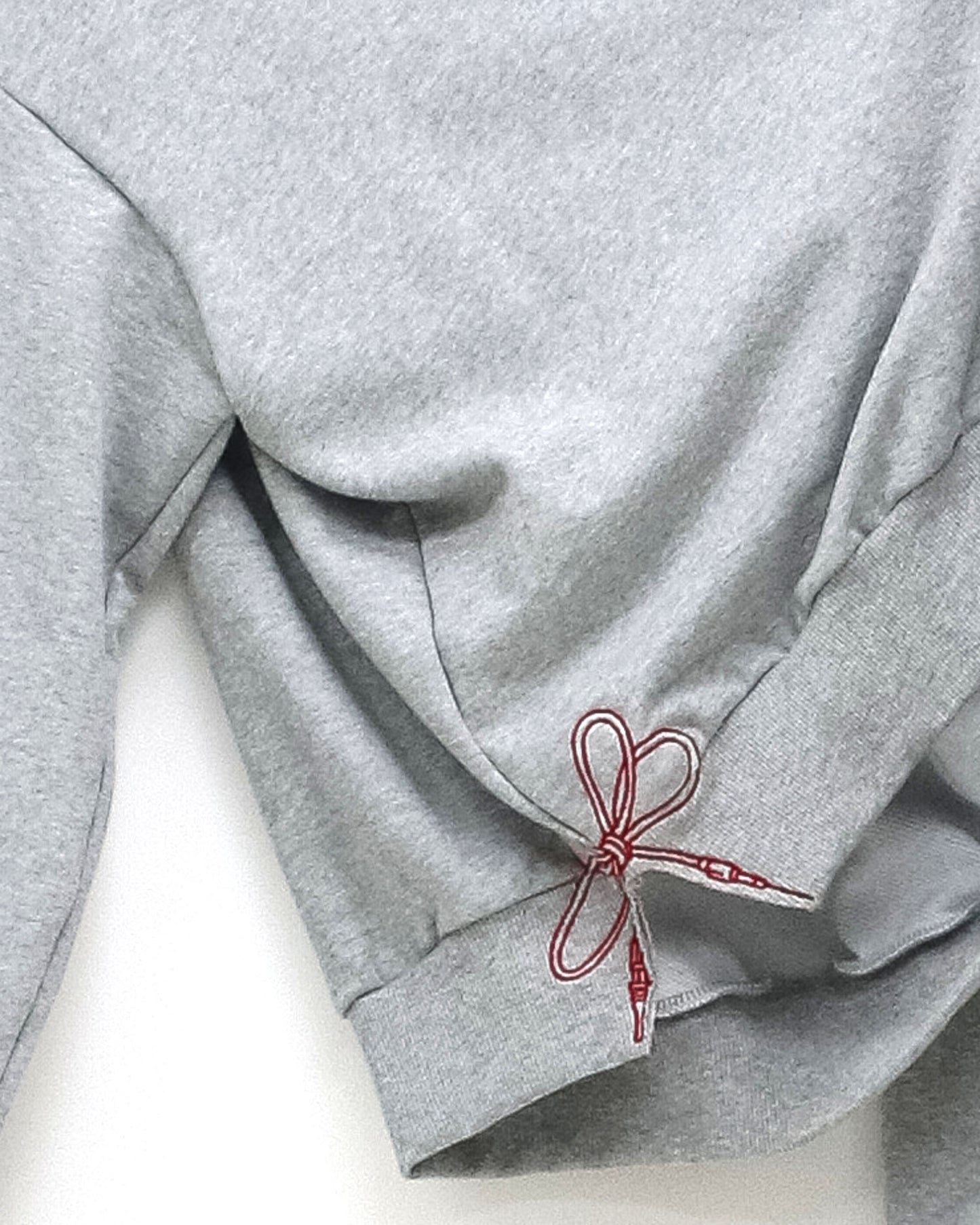 grey w/ pink embroidered bow side sweatshirt