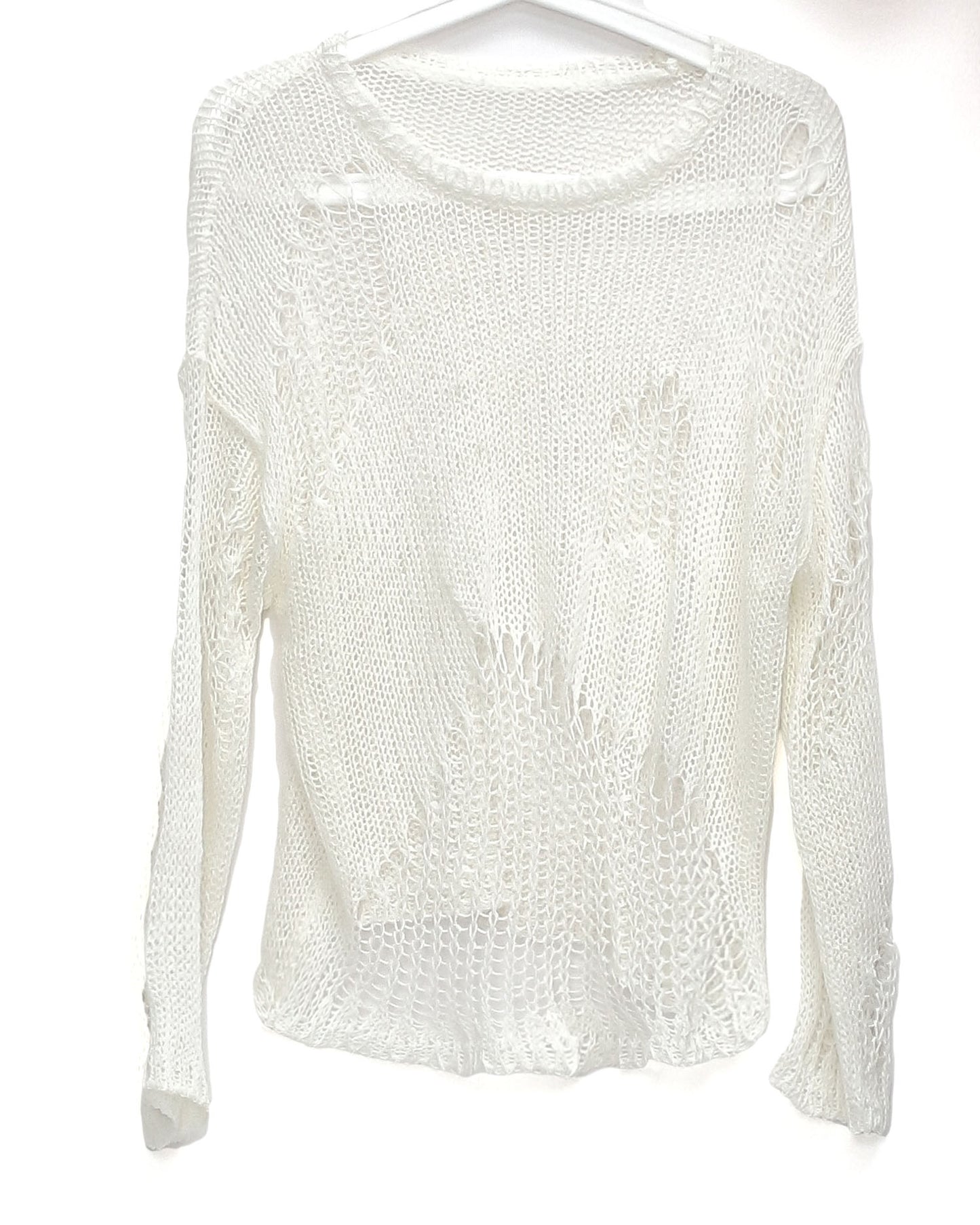 ivory cage crochet knitted top