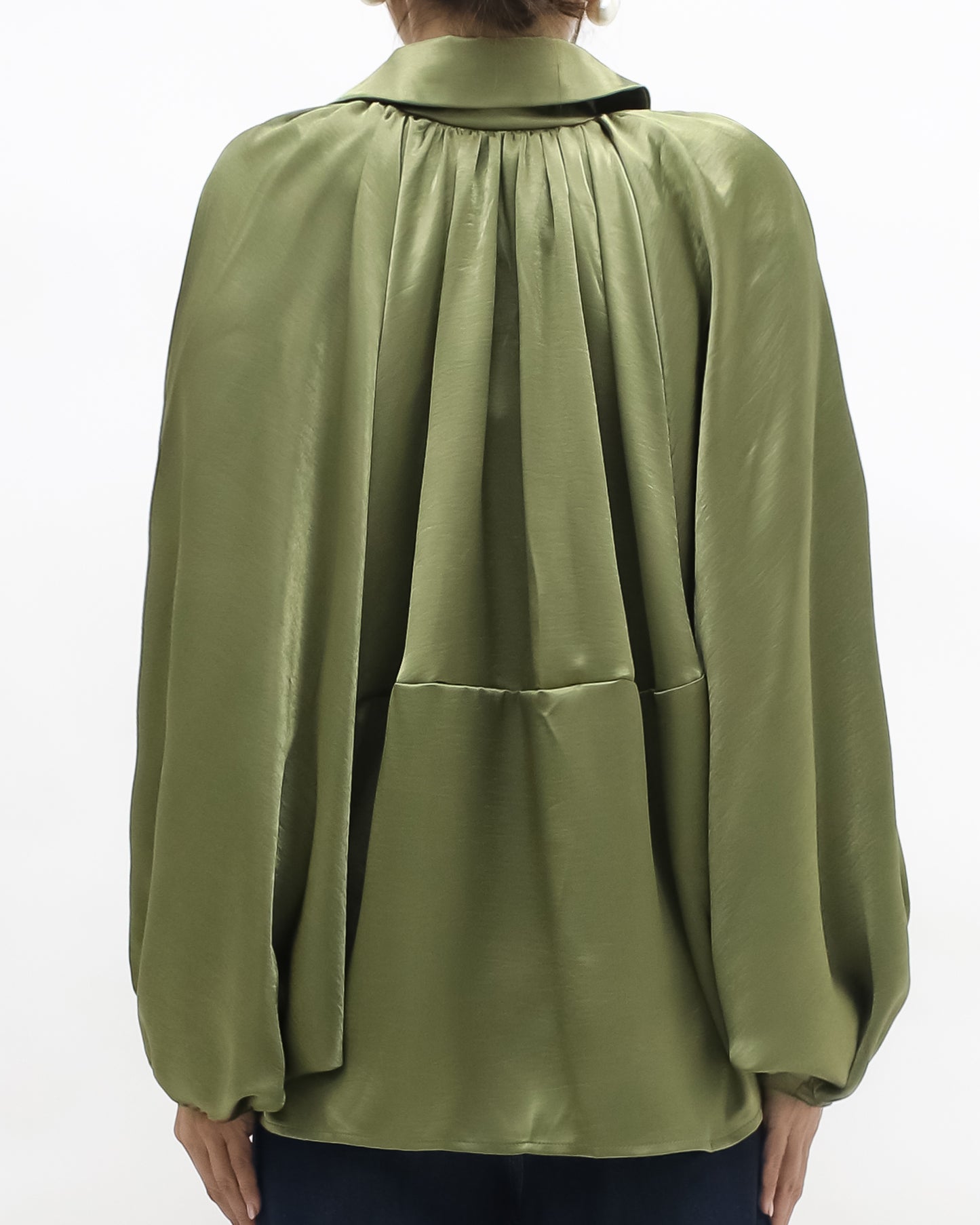green satin batwing jacket