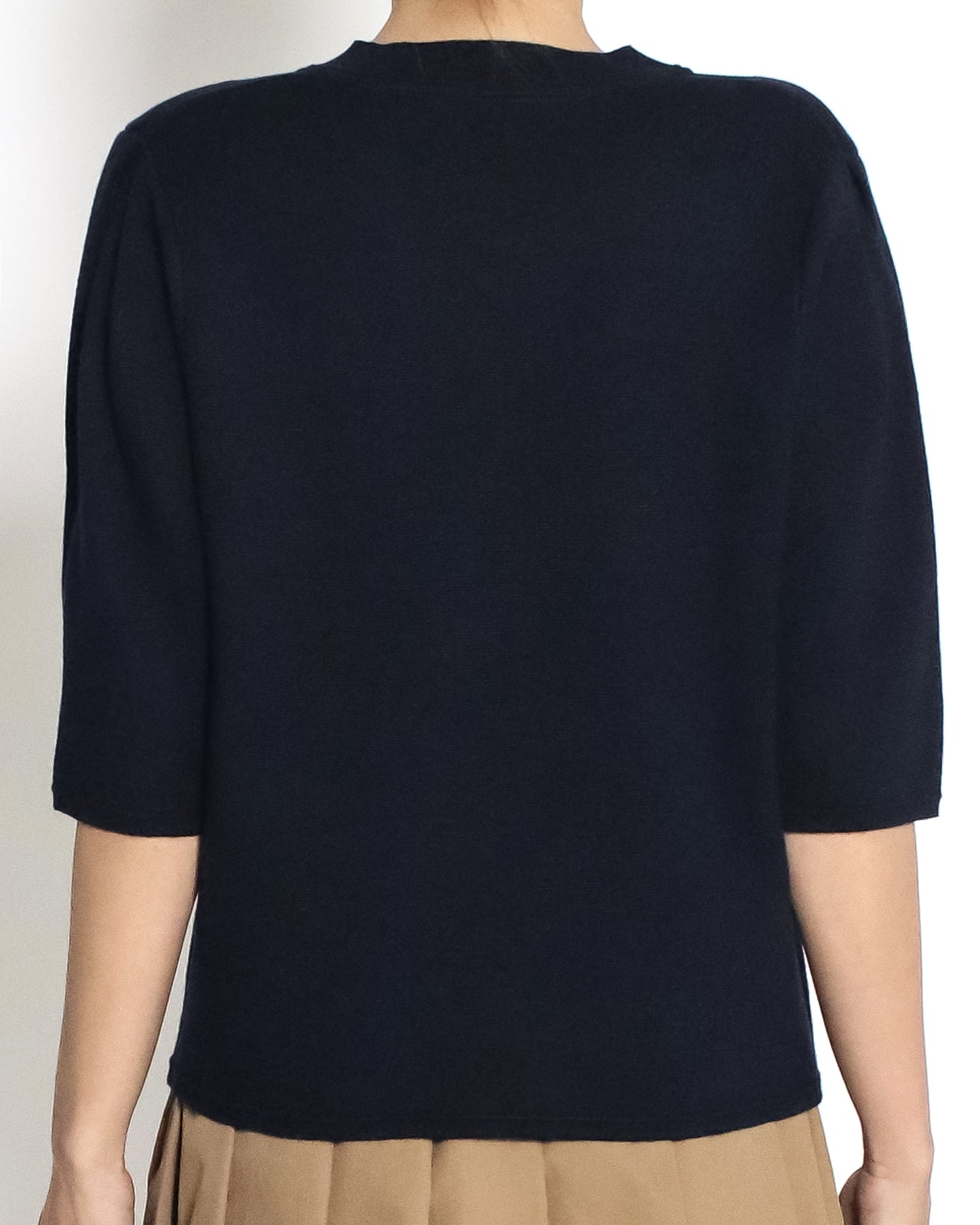 navy pockets front knitted top