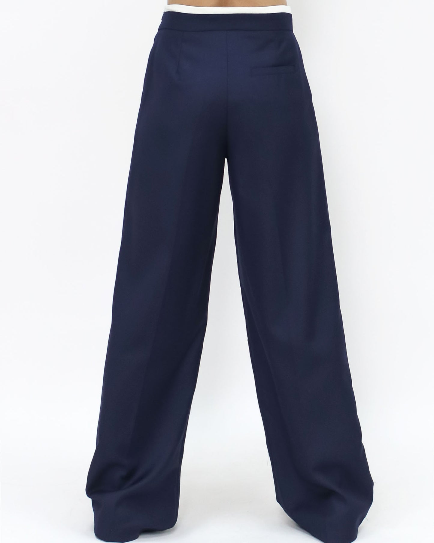 navy w/ ivory trim straight leg pants