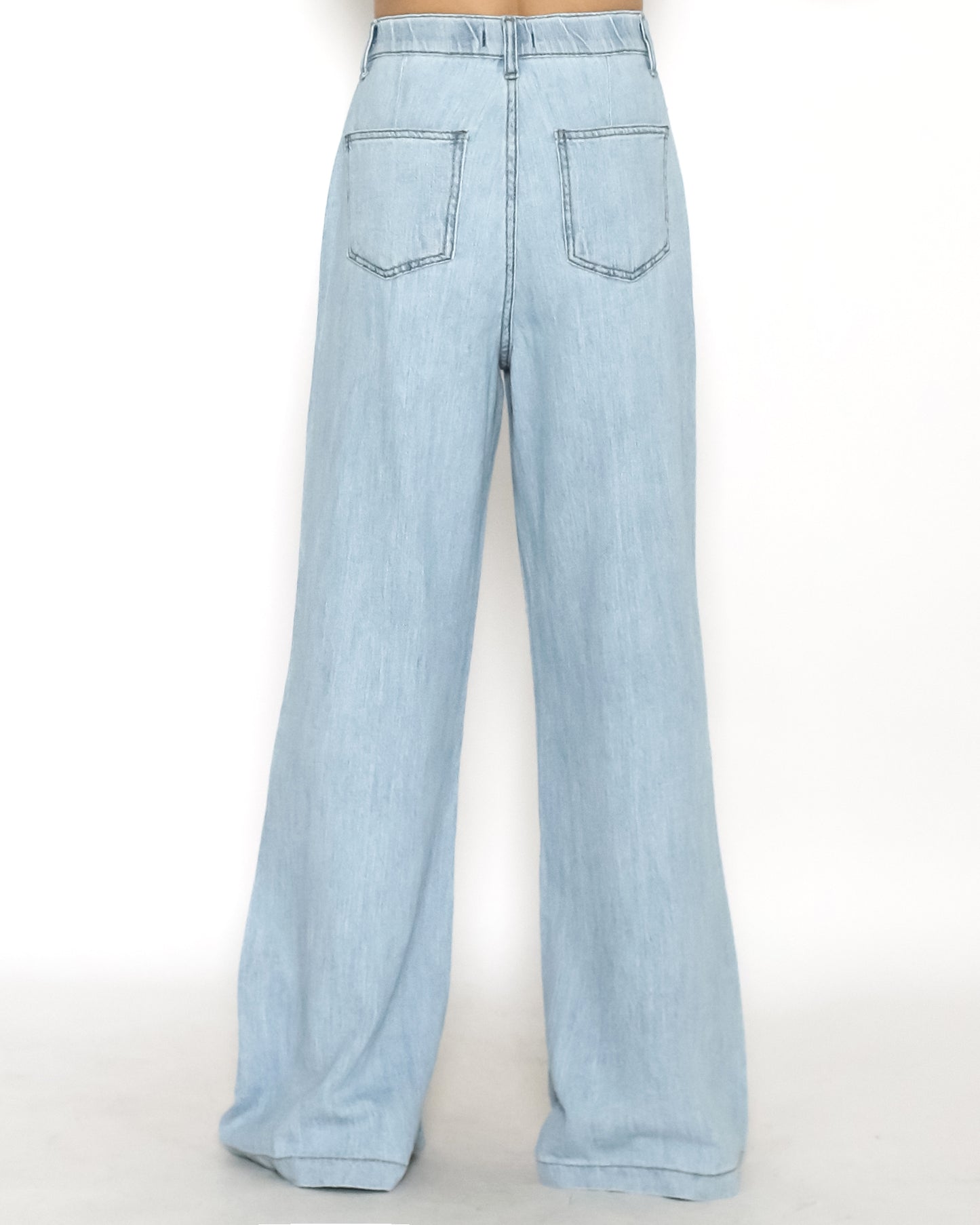 light blue denim pockets front straight leg jeans