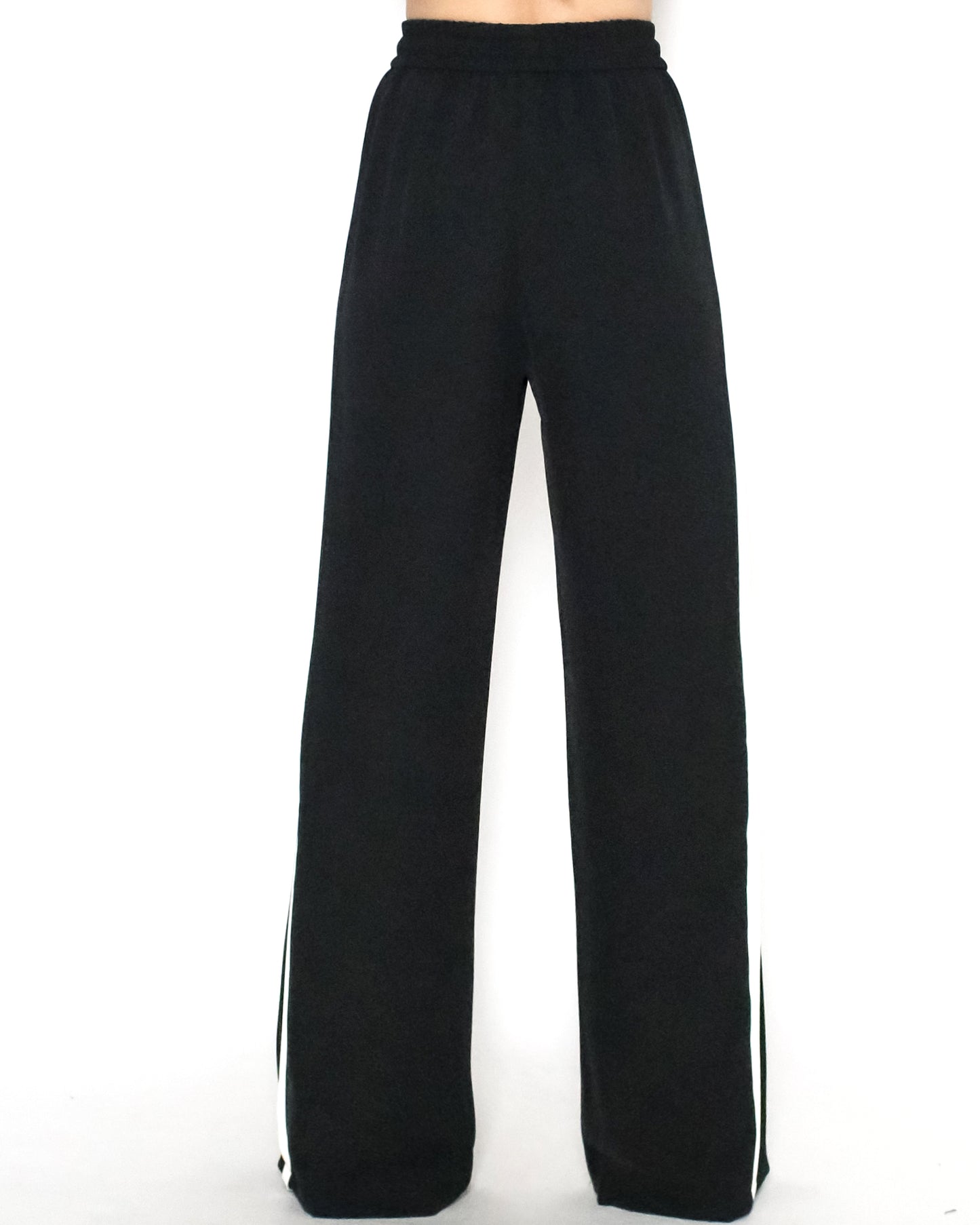 black & ivory panel chiffon straight leg pants