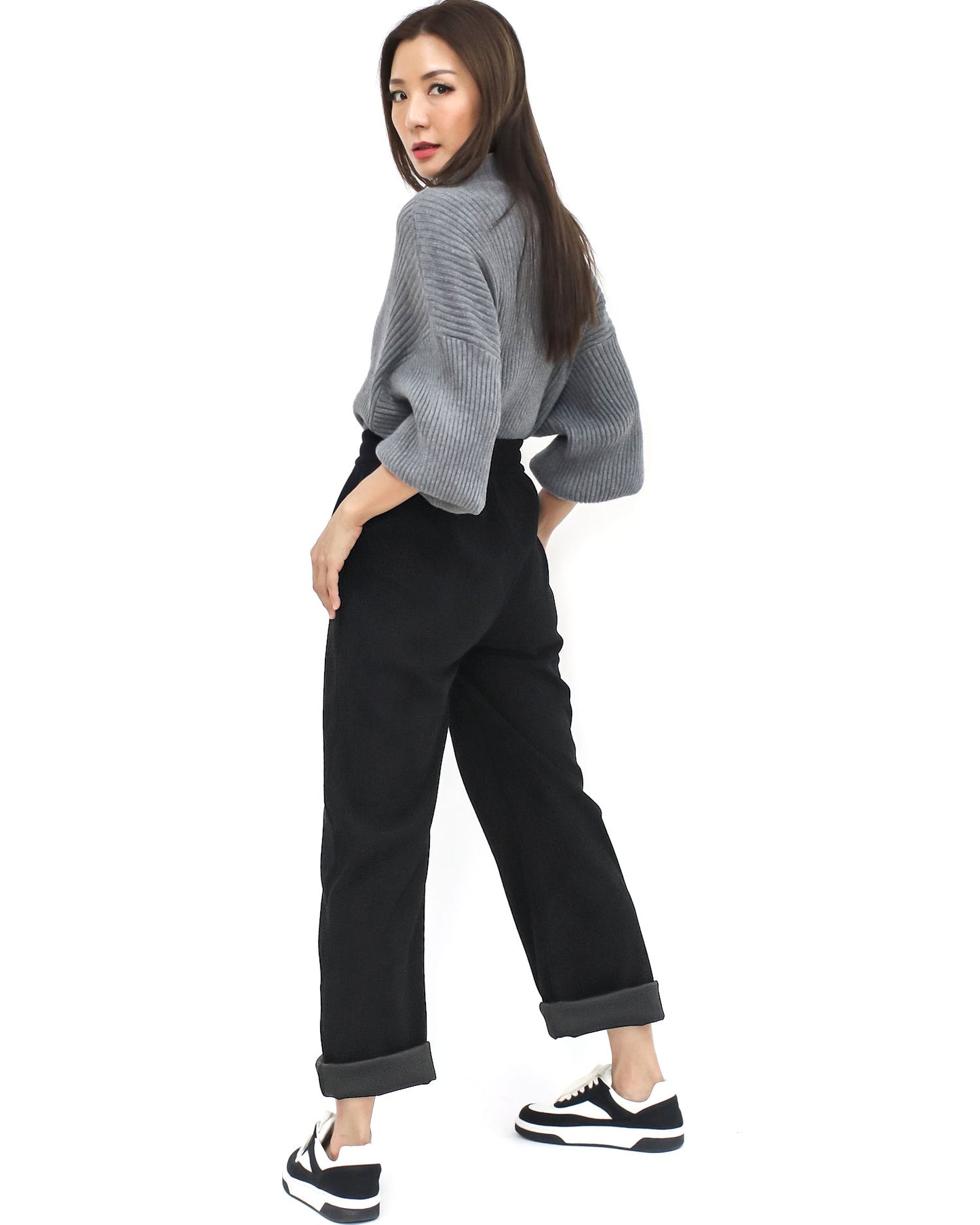 black corduroy straight legs pants
