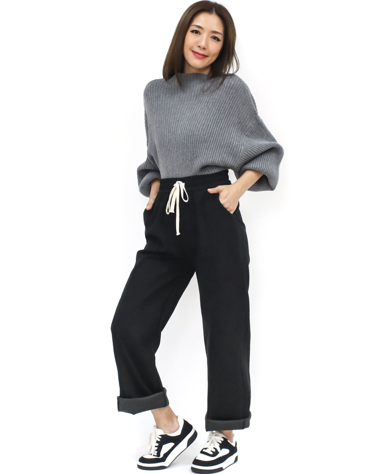 black corduroy straight legs pants