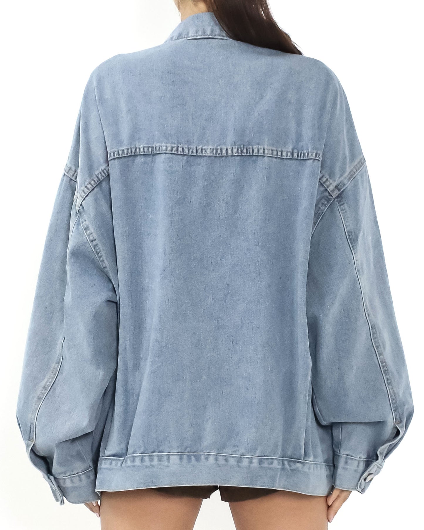 blue washed denim big pockets jacket
