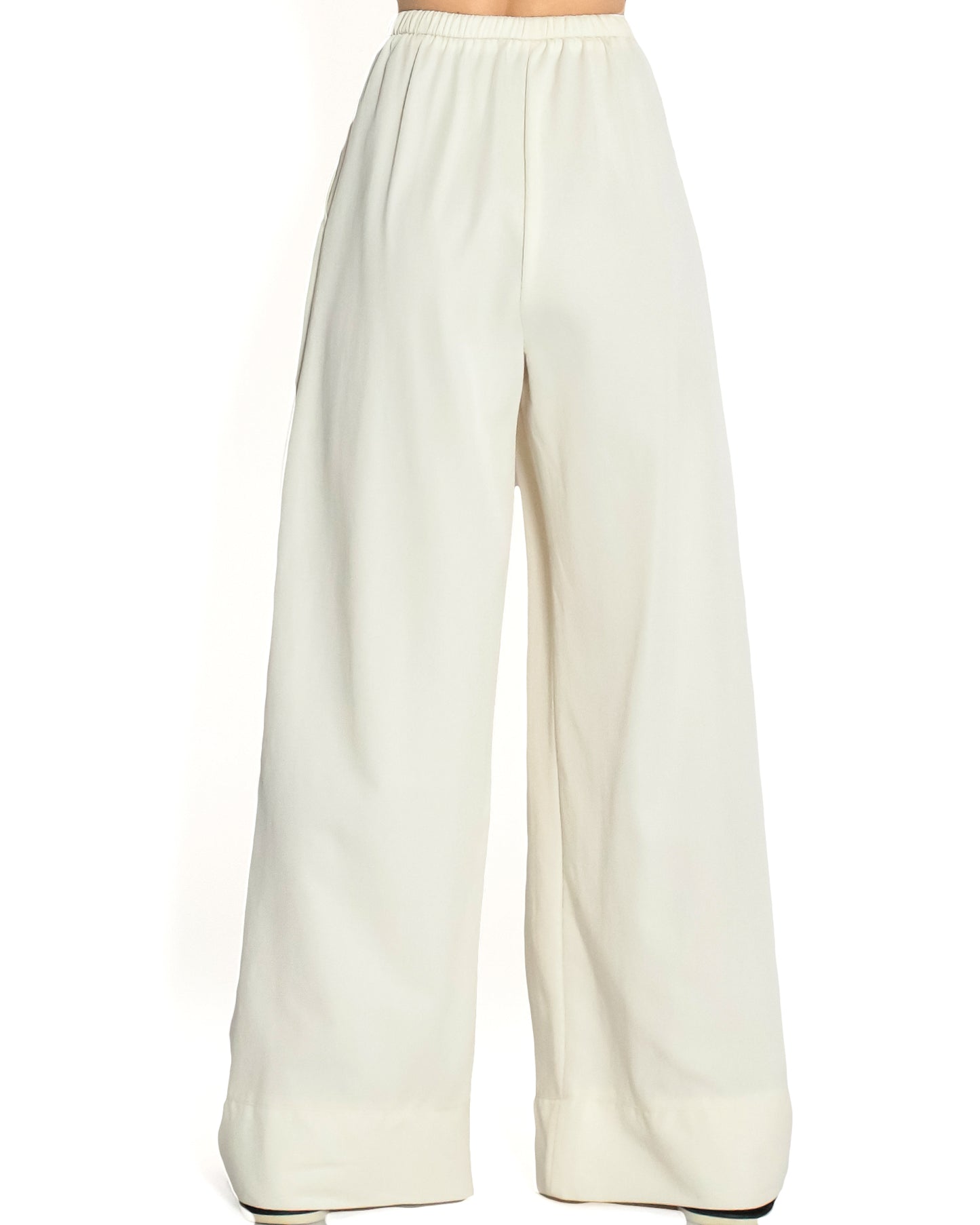 ivory slinky casual wide leg pants *pre-order*
