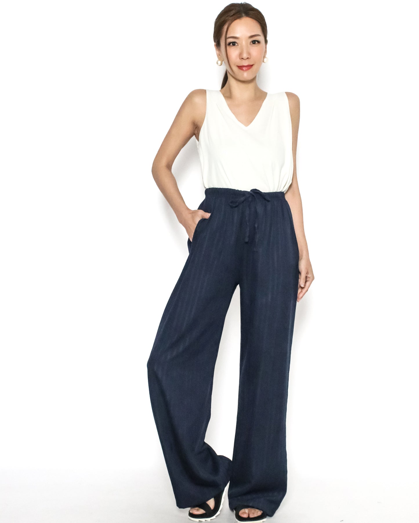 blue stripes soft straight leg pants *pre-order*