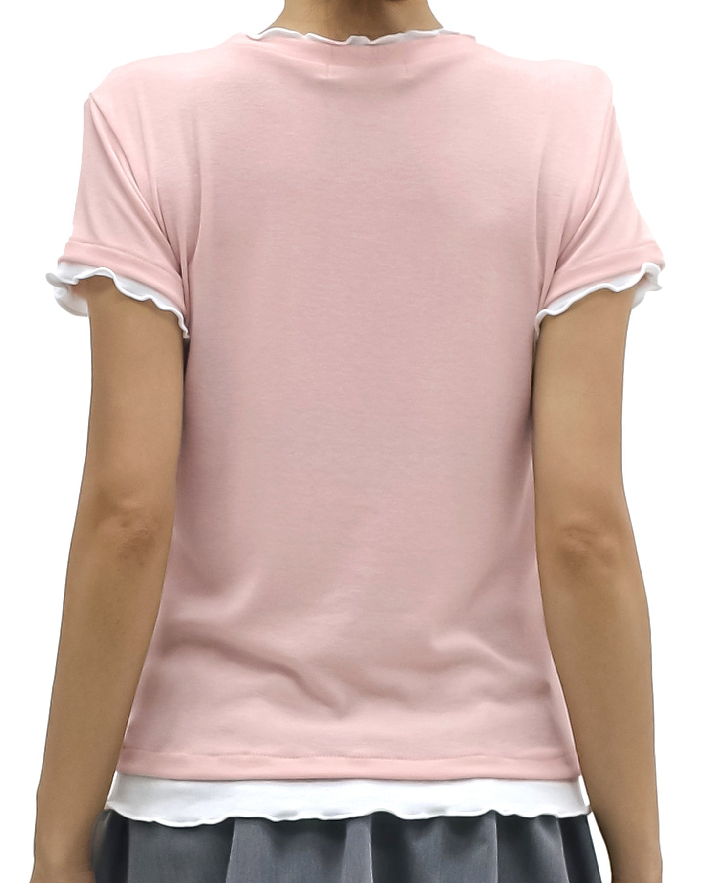 pink w/ ivory ruffles hem tee