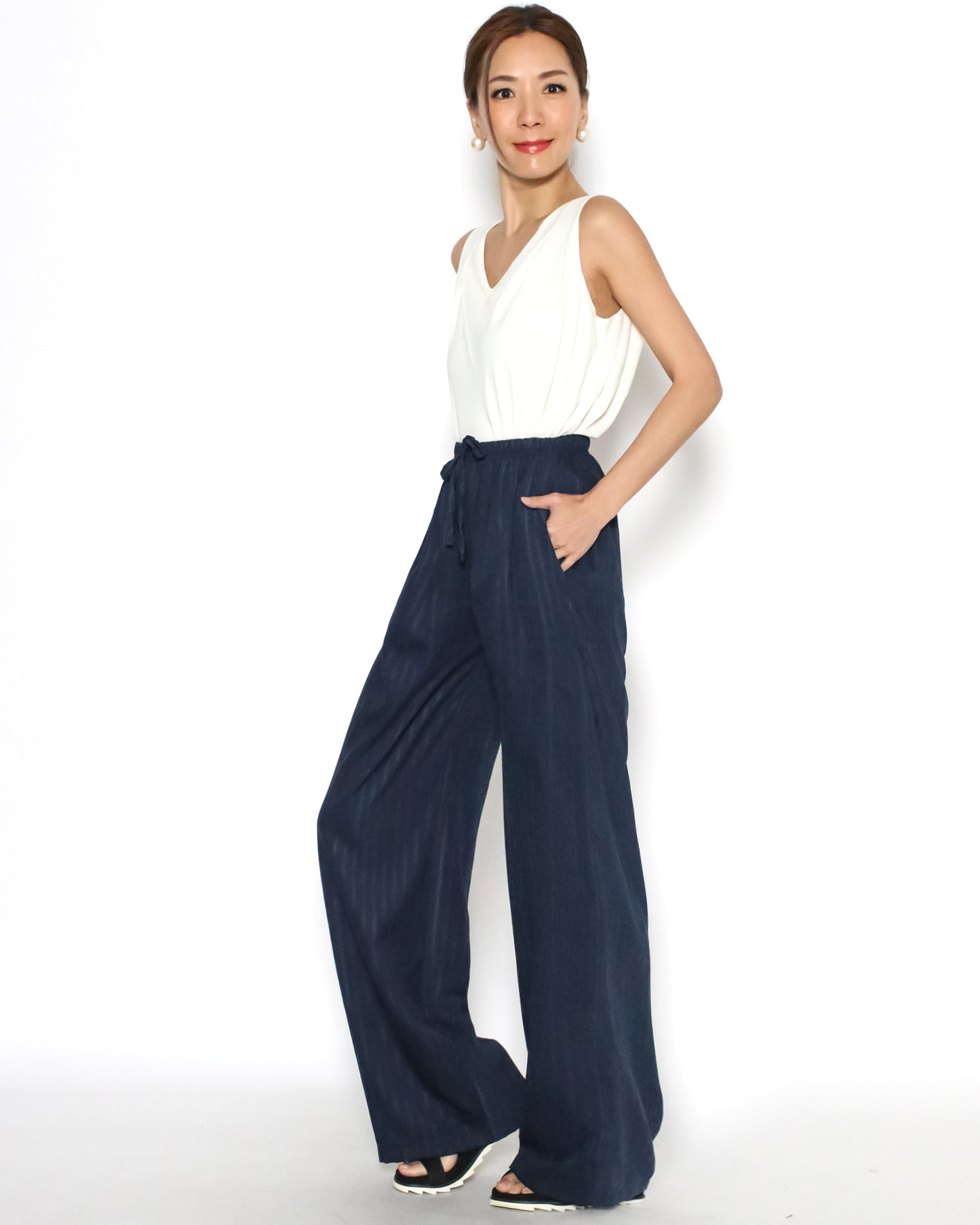 blue stripes soft straight leg pants *pre-order*