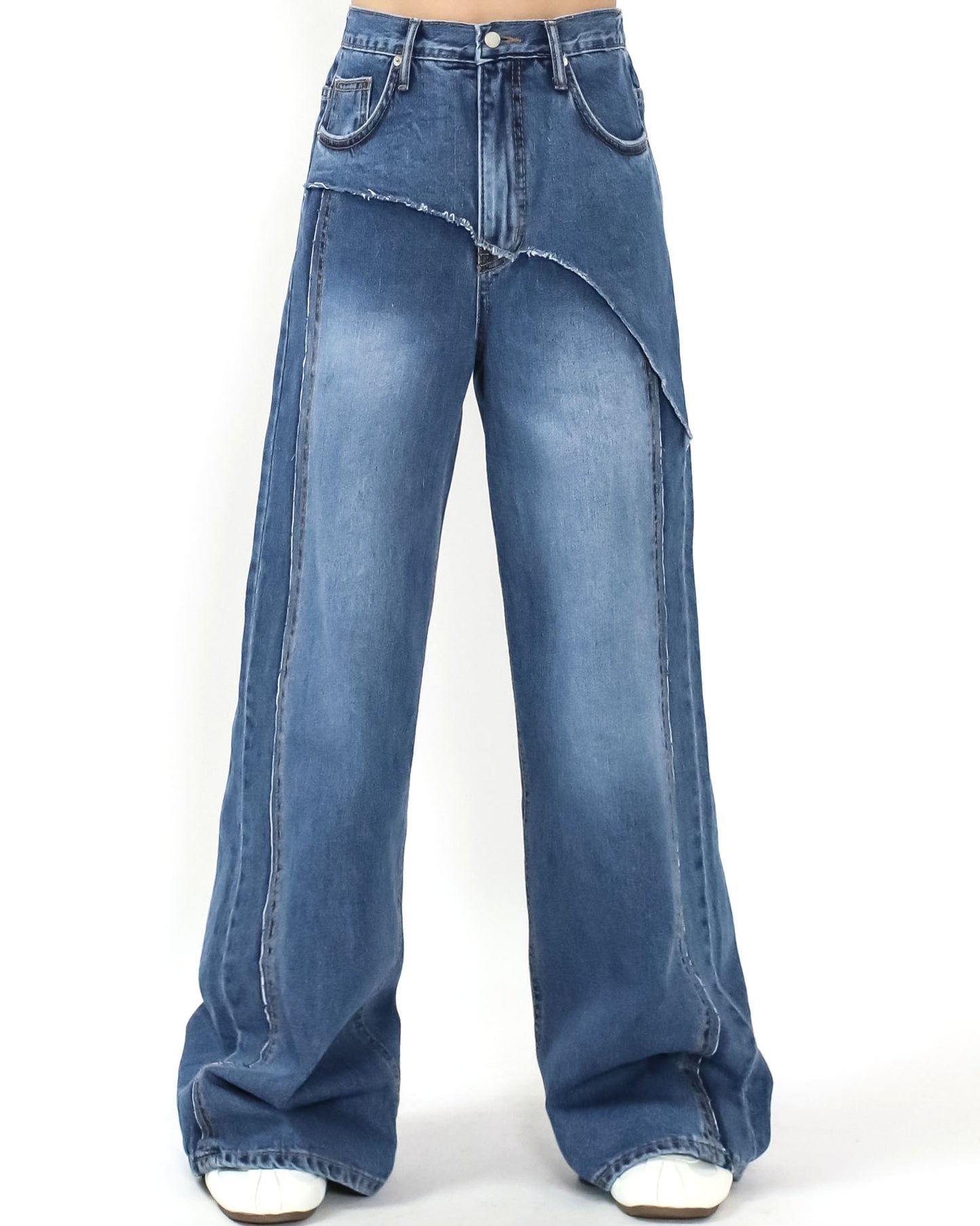 blue denim layer straight leg jeans *pre-order*