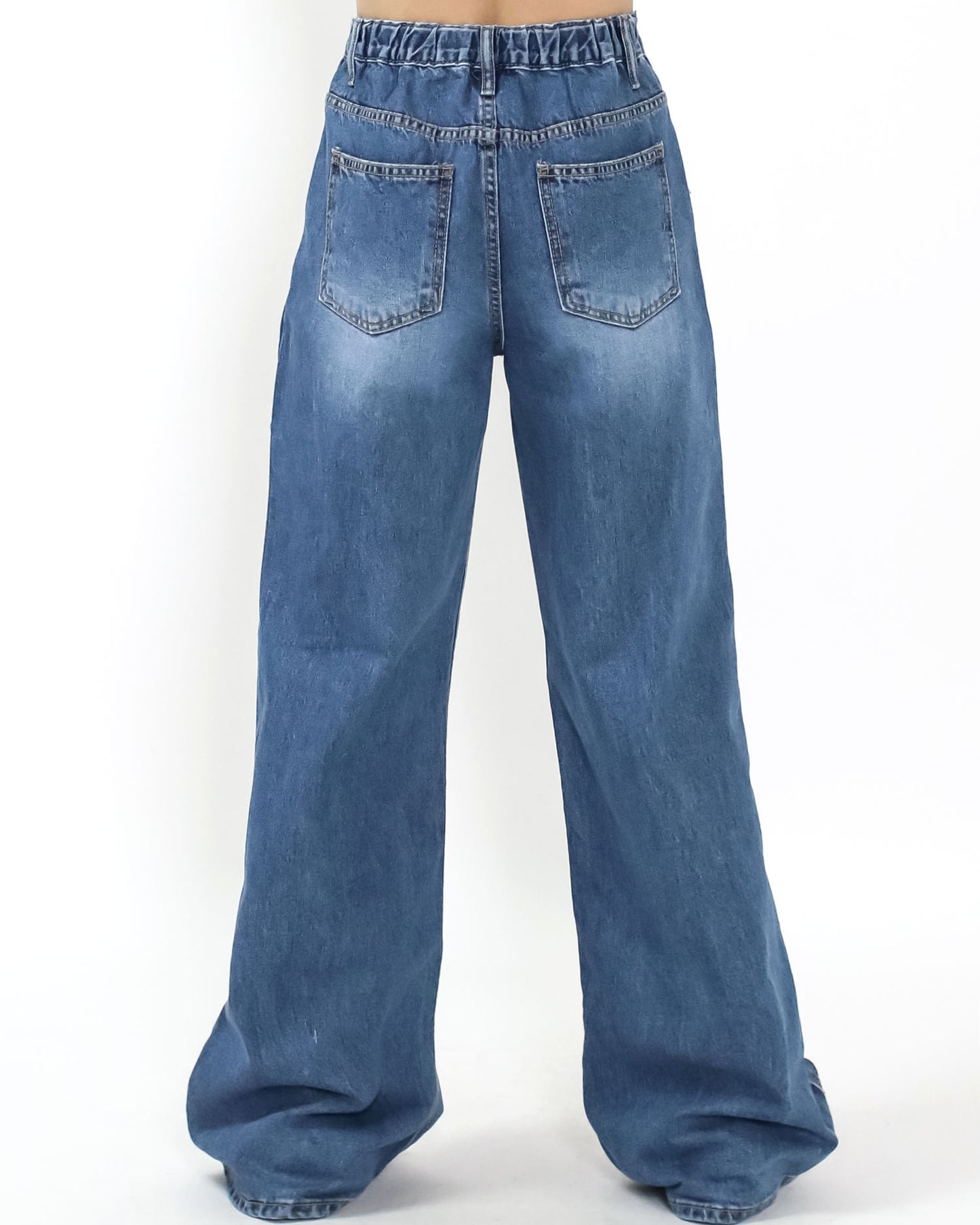 blue denim layer straight leg jeans *pre-order*