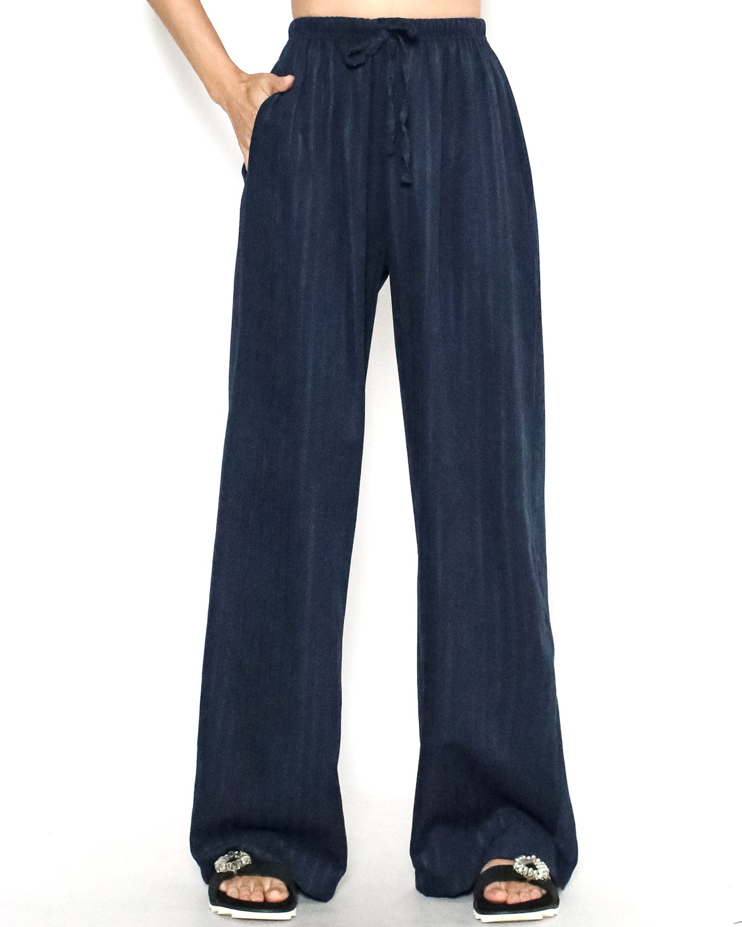 blue stripes soft straight leg pants *pre-order*