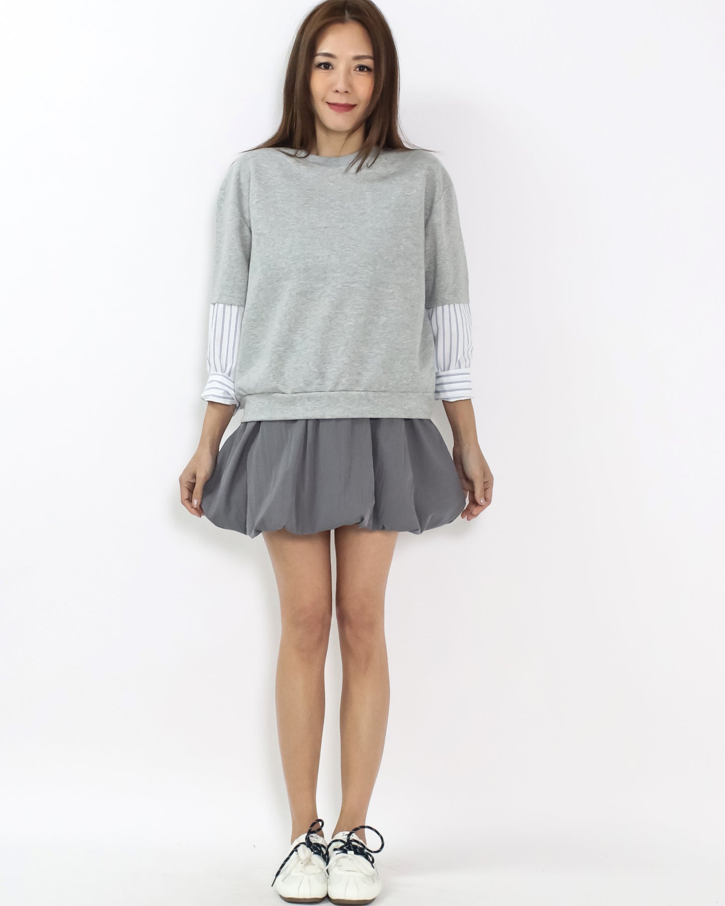 grey puff slinky skirt