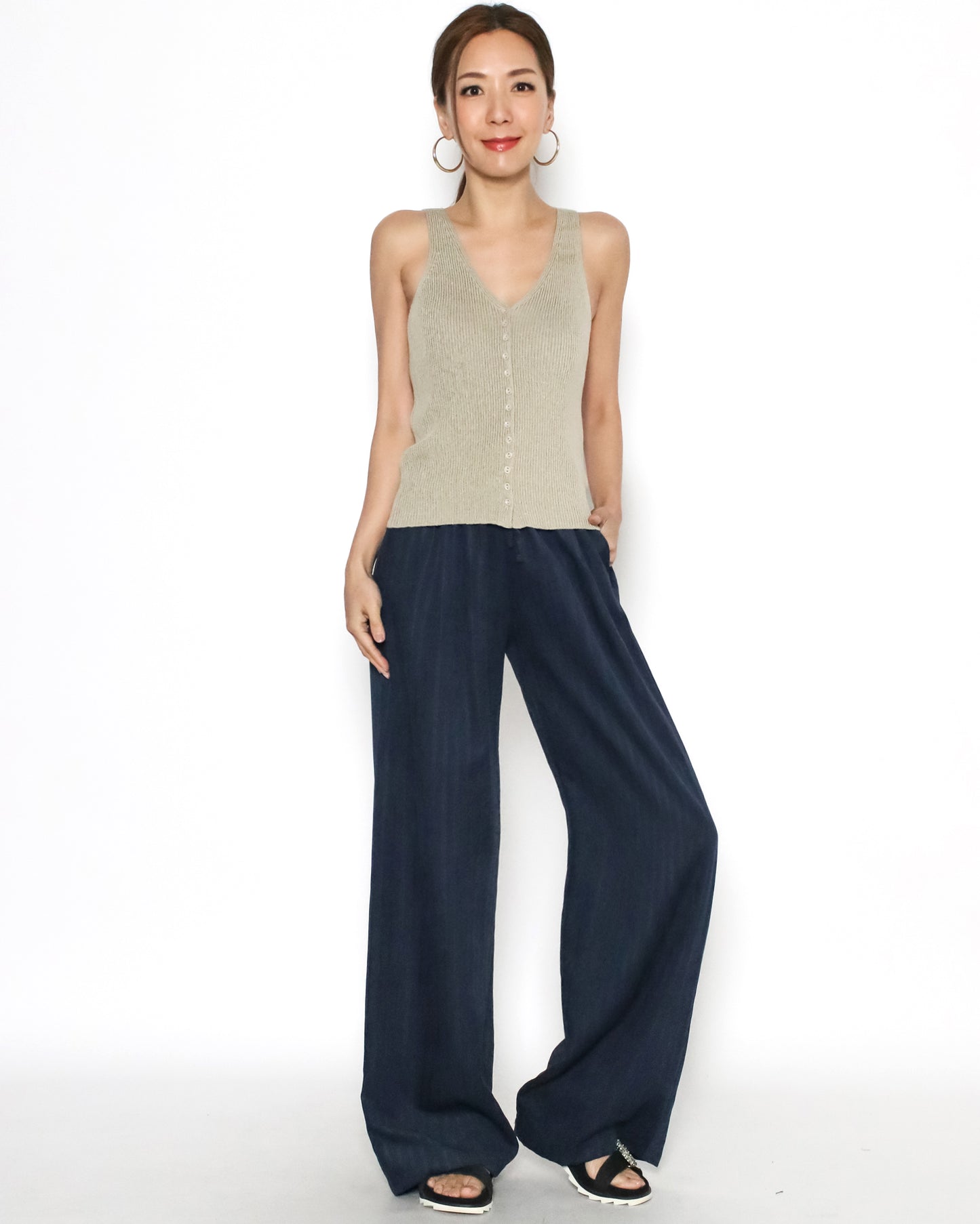 blue stripes soft straight leg pants *pre-order*