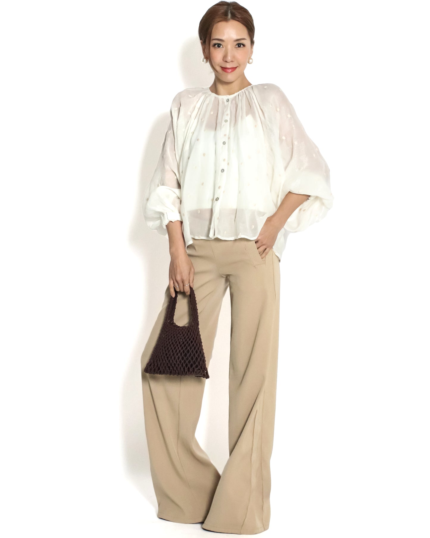 ivory polka dots linen top *pre-order*