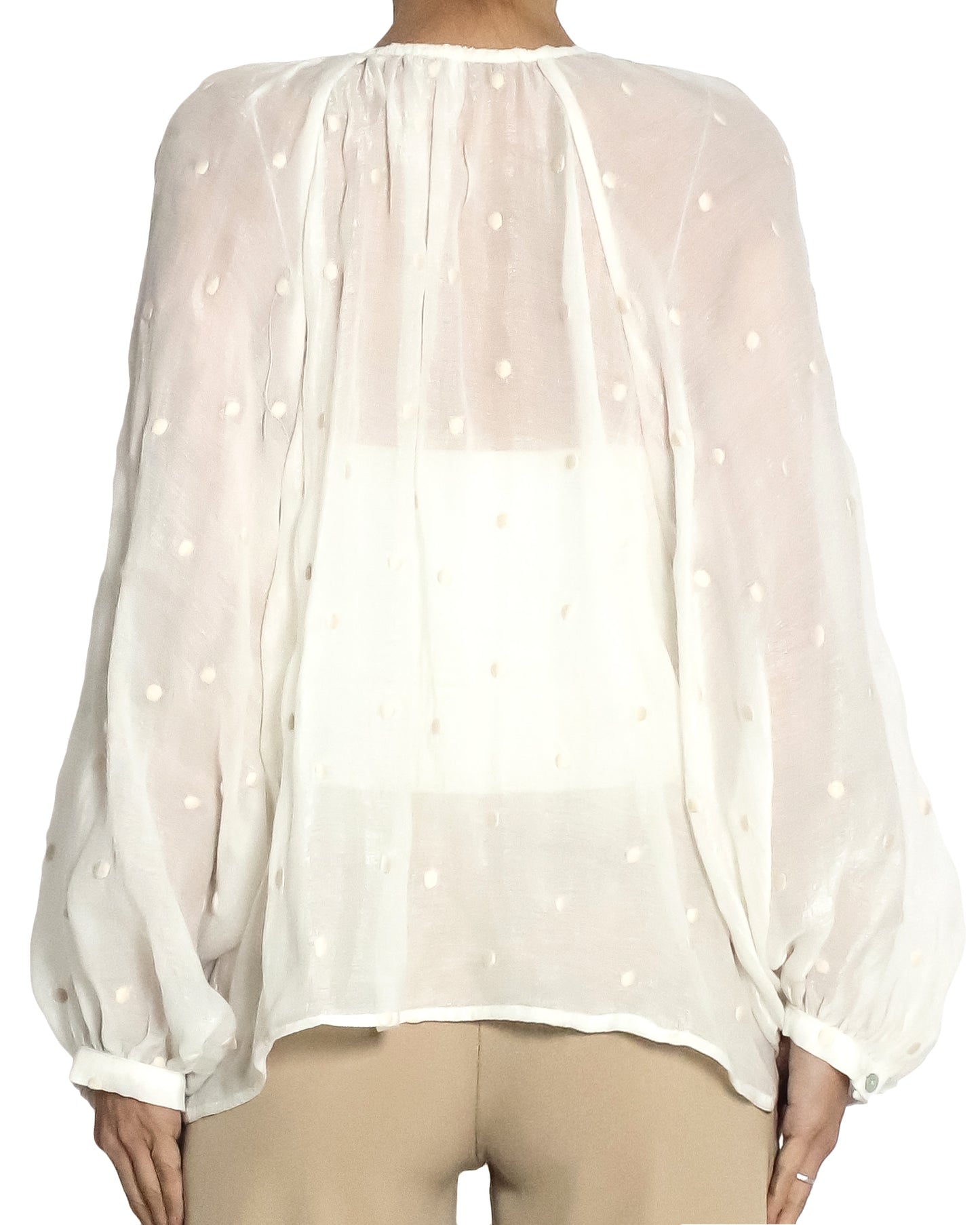 ivory polka dots linen top *pre-order*