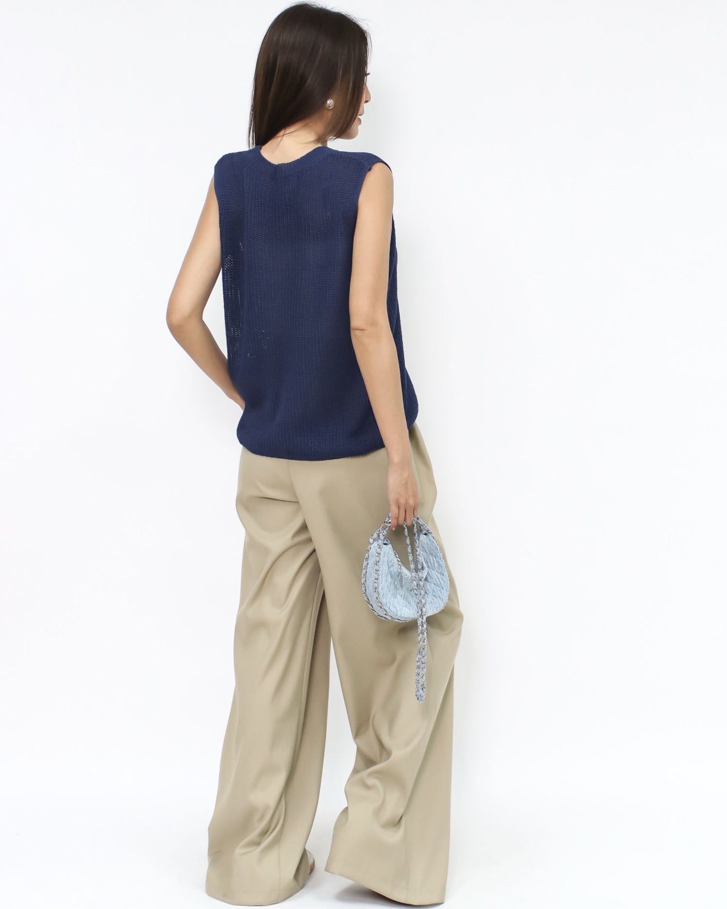 navy fine knitted vest