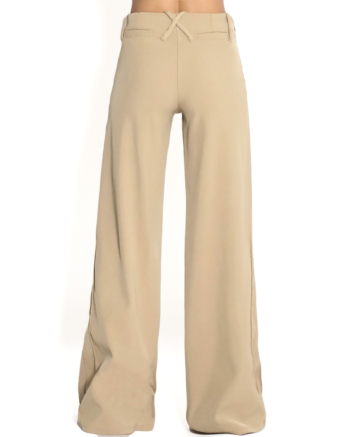 beige low rise cotton straight leg pants *pre-order