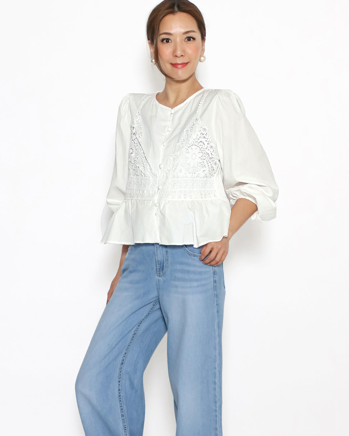 ivory w/ crochet slip flare shirt *pre-order*