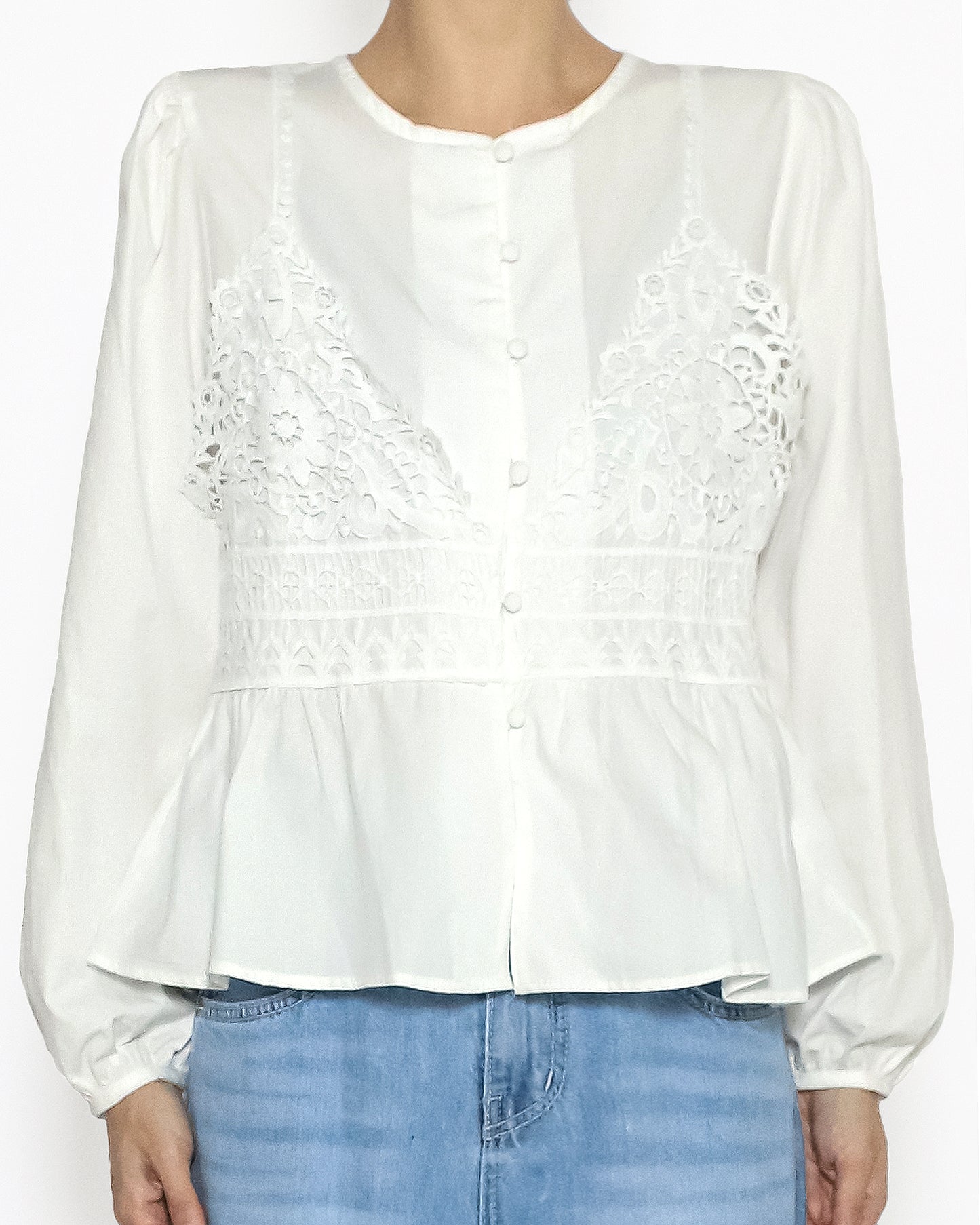 ivory w/ crochet slip flare shirt *pre-order*