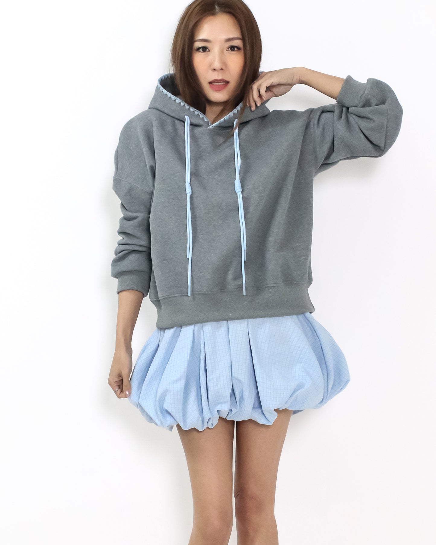 blue checkers w/ black trim puff skirt *pre-order*