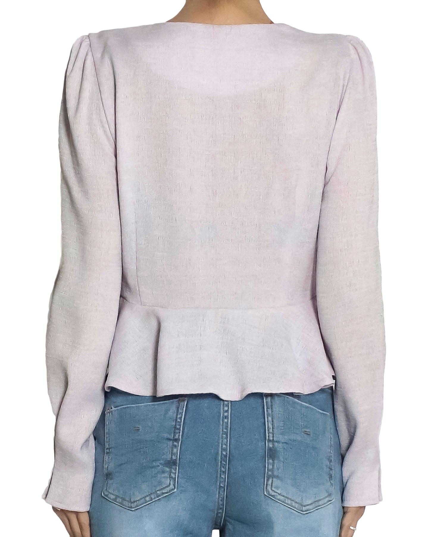 lilac linen flare jacket