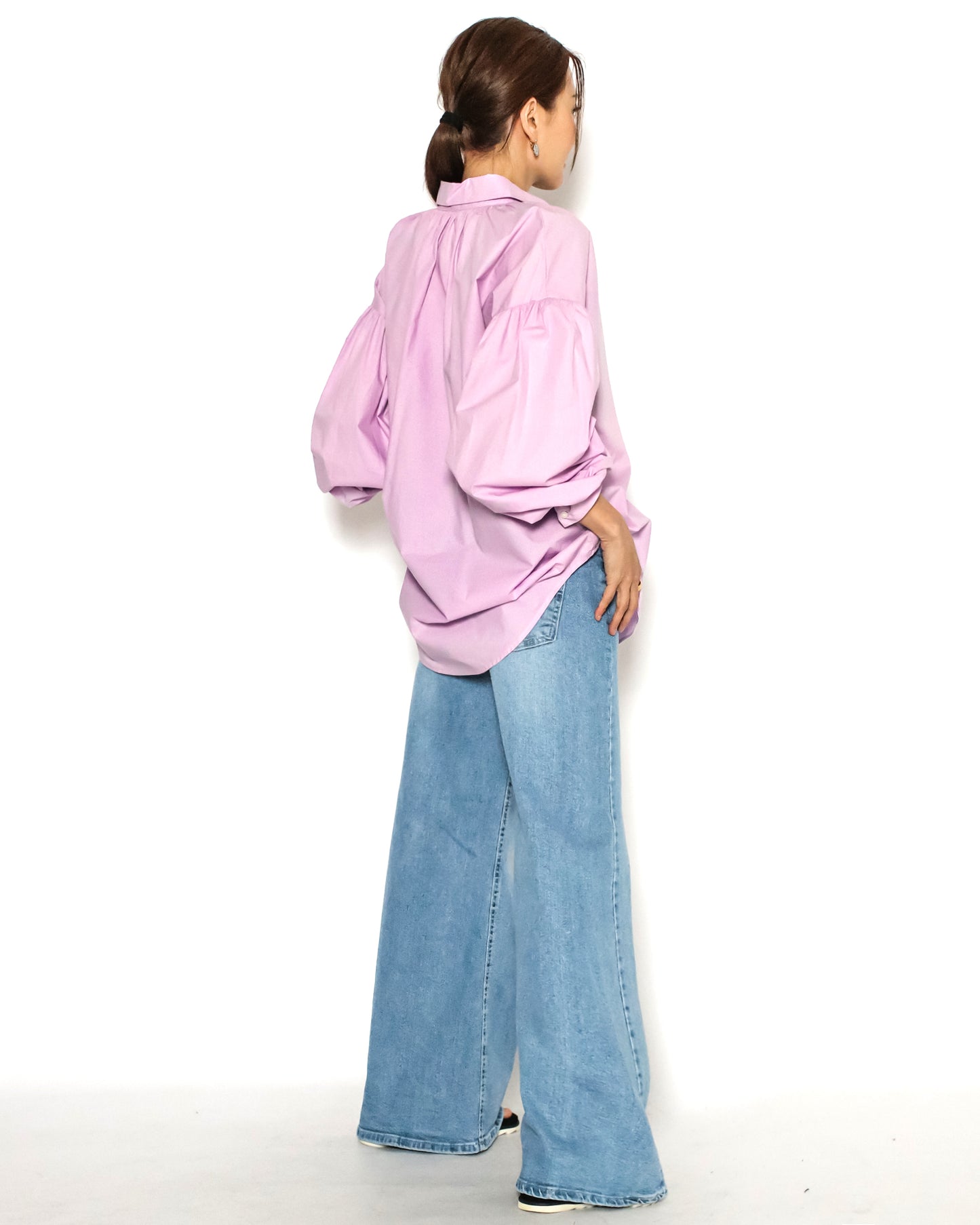lilac puff sleeves shirt