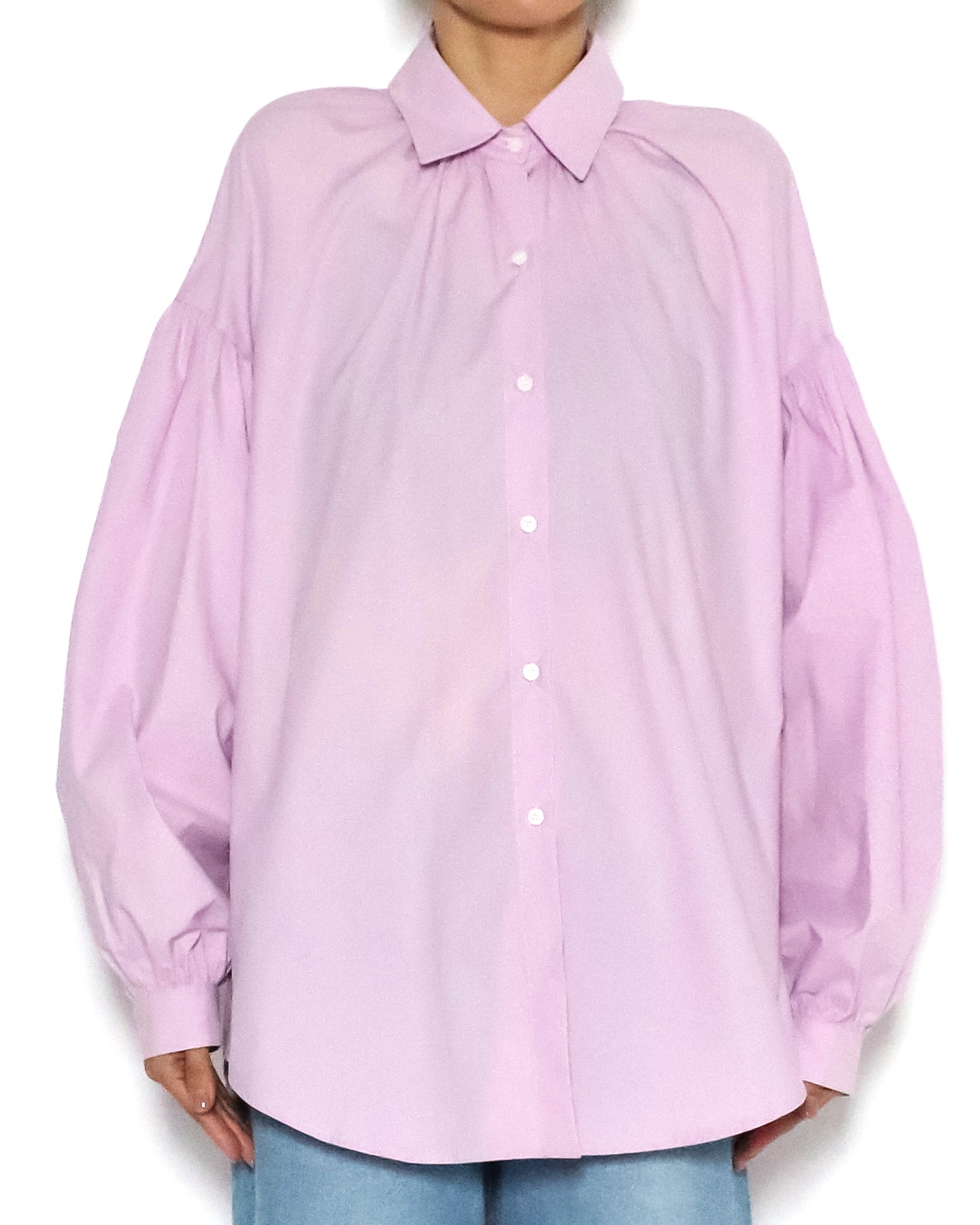 lilac puff sleeves shirt