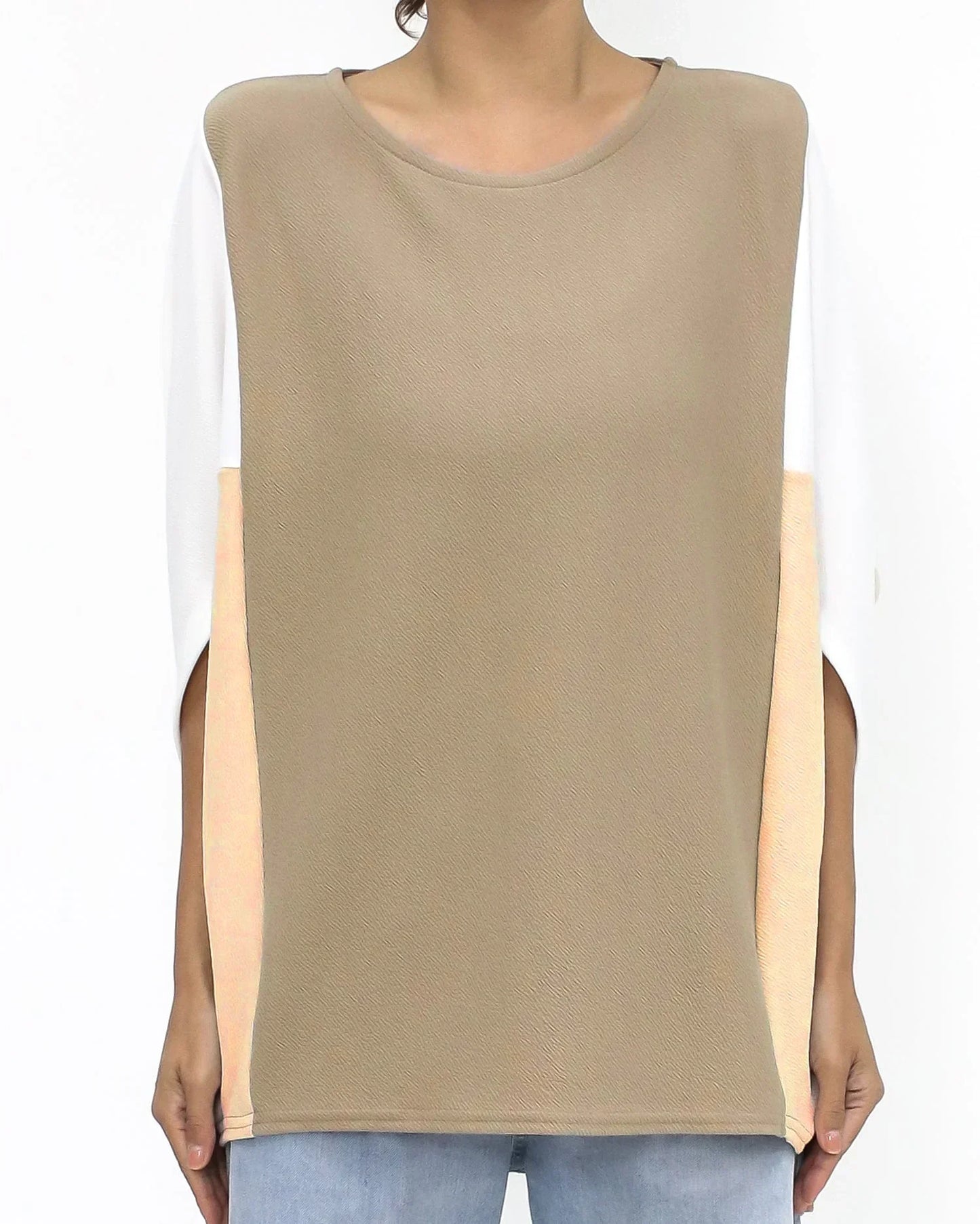 Beige ivory & nude contrast batwing texture *pre-order*