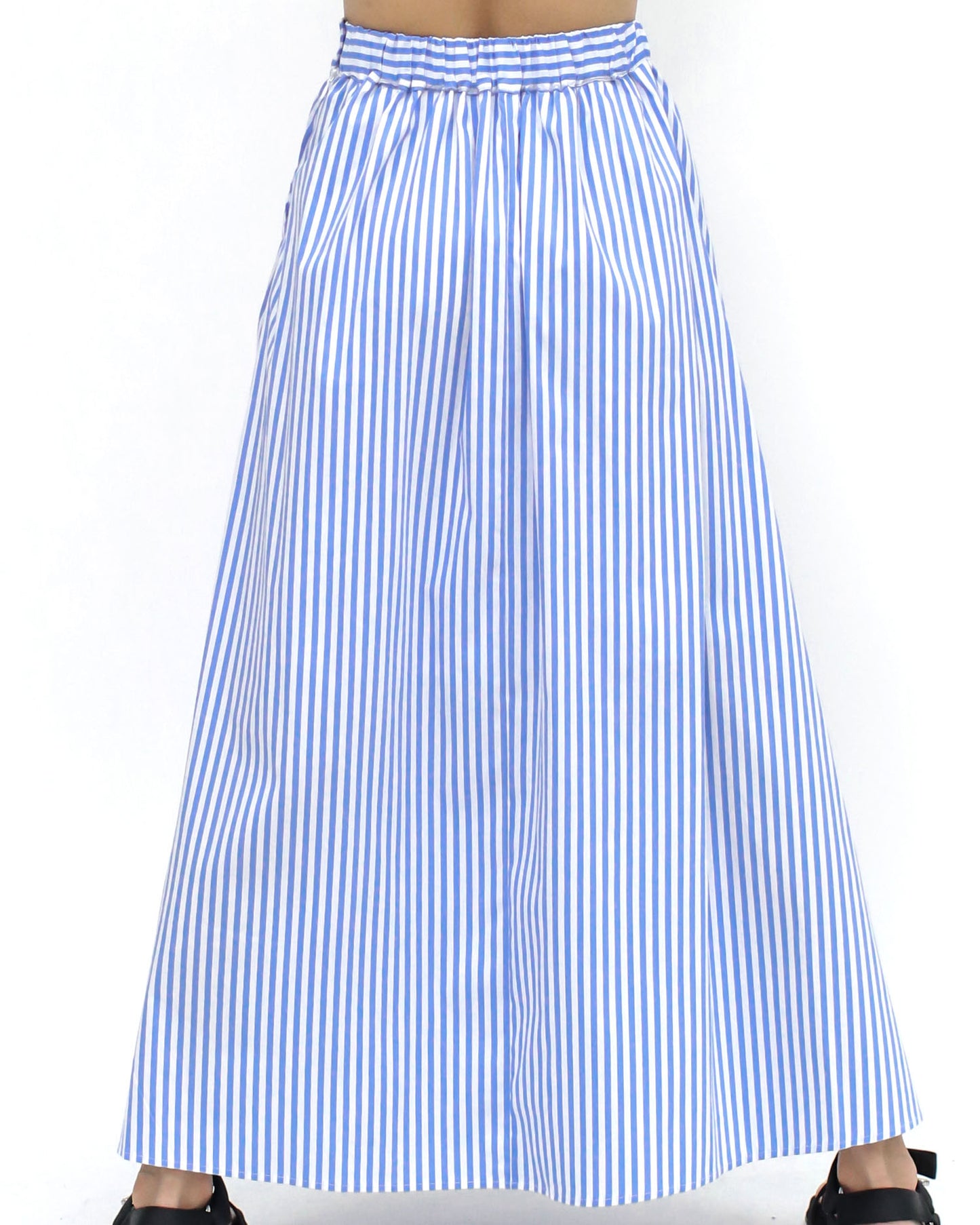 blue & ivory stripes longline skirt *pre-order*