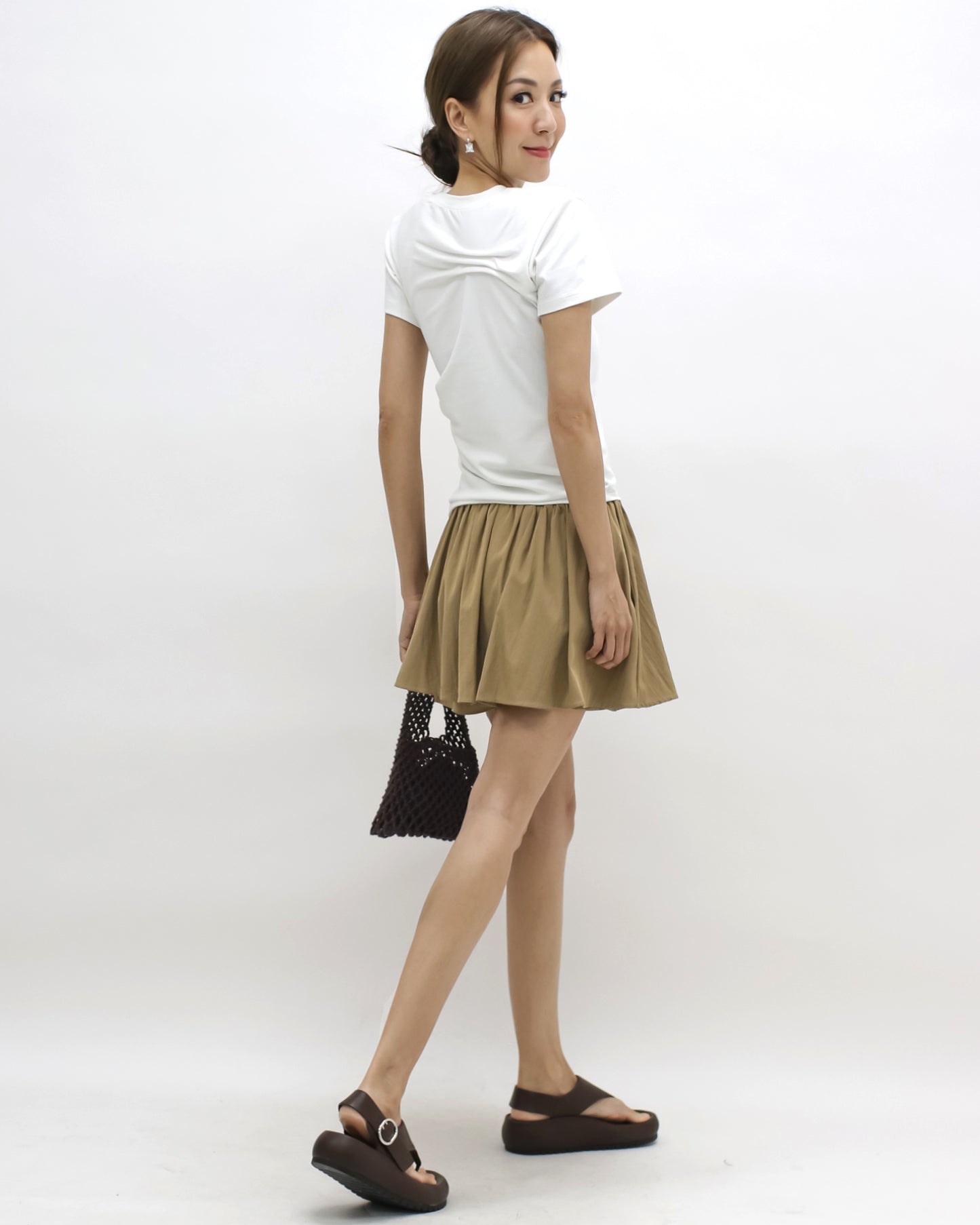 black ruched detail tee