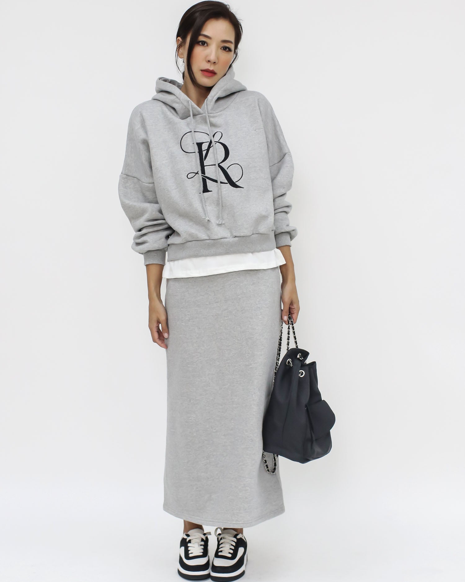 Hoodie with hot sale long skirt